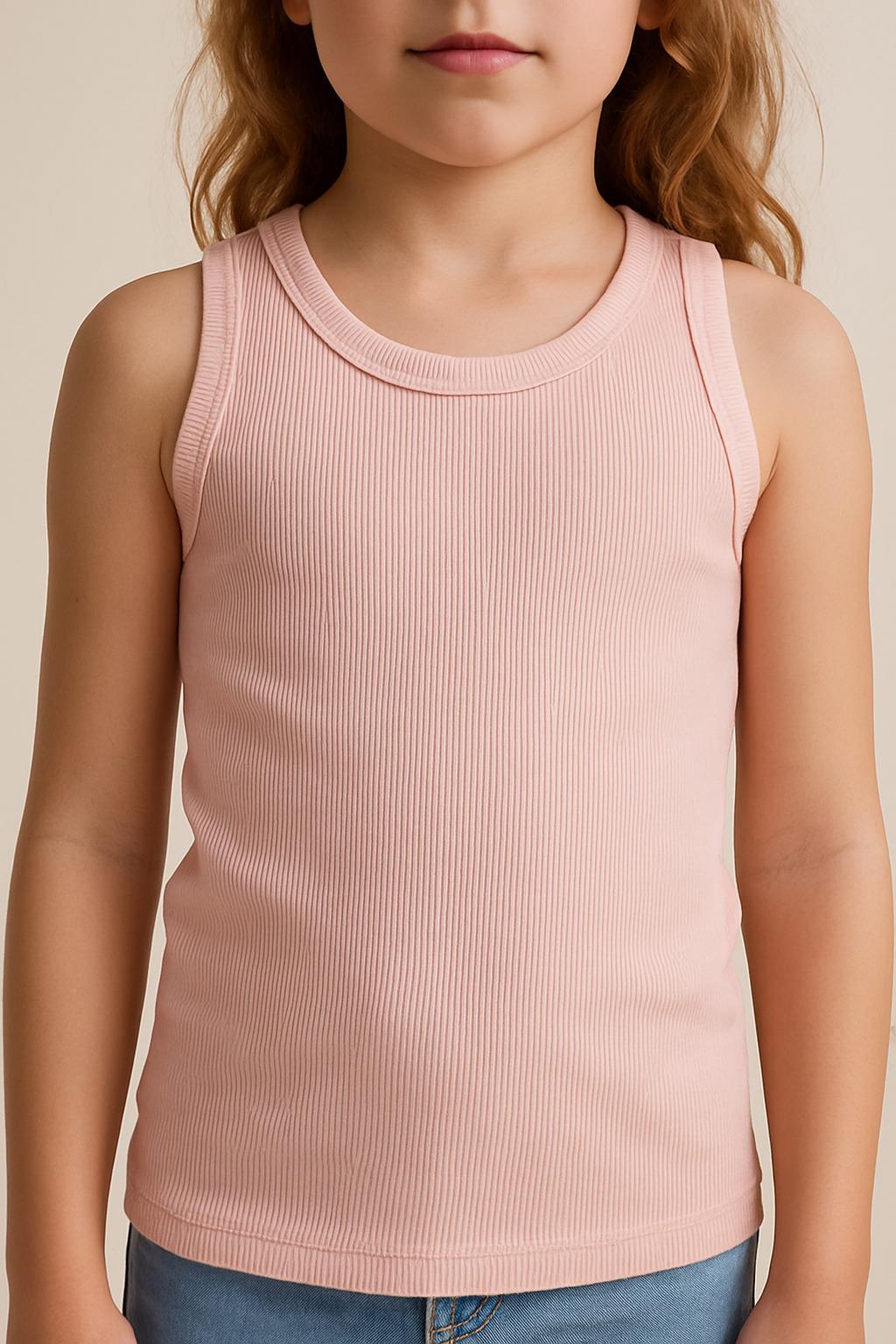 PURE DOTS Kız Çocuk Fitilli Yazlık Toz Pembe Body Bluz