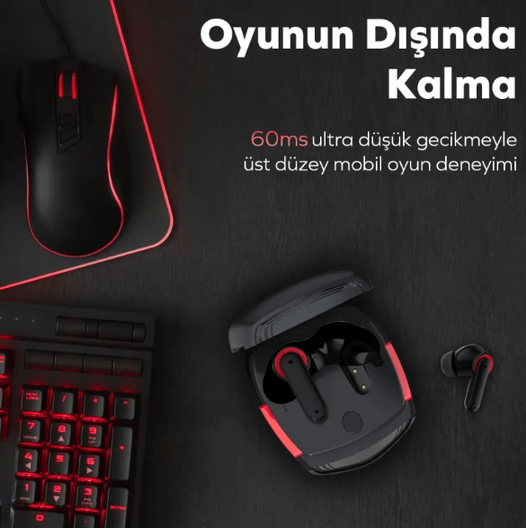 WOYAX by DEJİ Gaming 60ms Gecikme Çift Mod HD 4 Mikrofon ENC Siyah Kablosuz Bluetooth Kulaklık