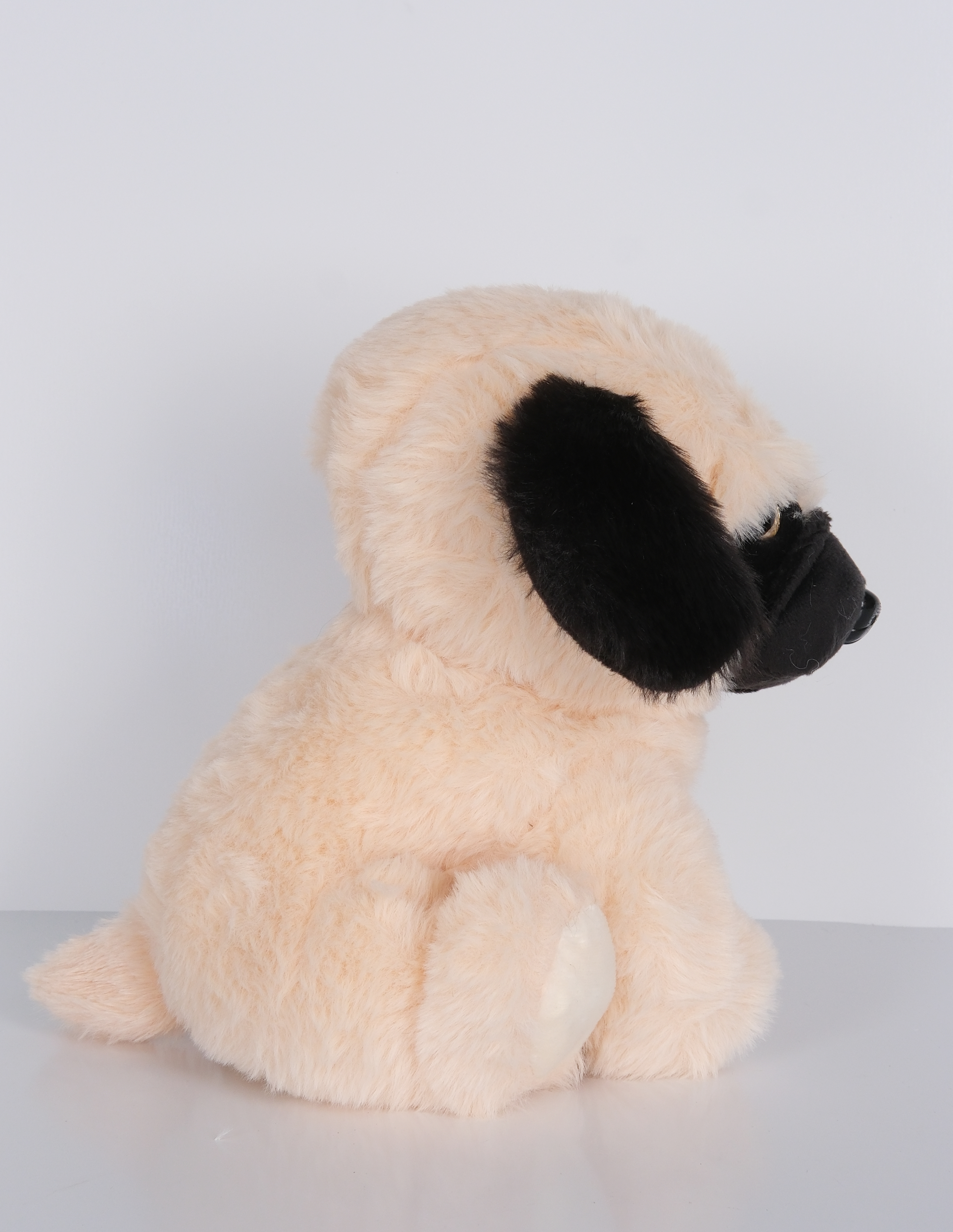 23 cm Yavru Köpek Şekilli Peluş Oyuncak Bej Siyah v2