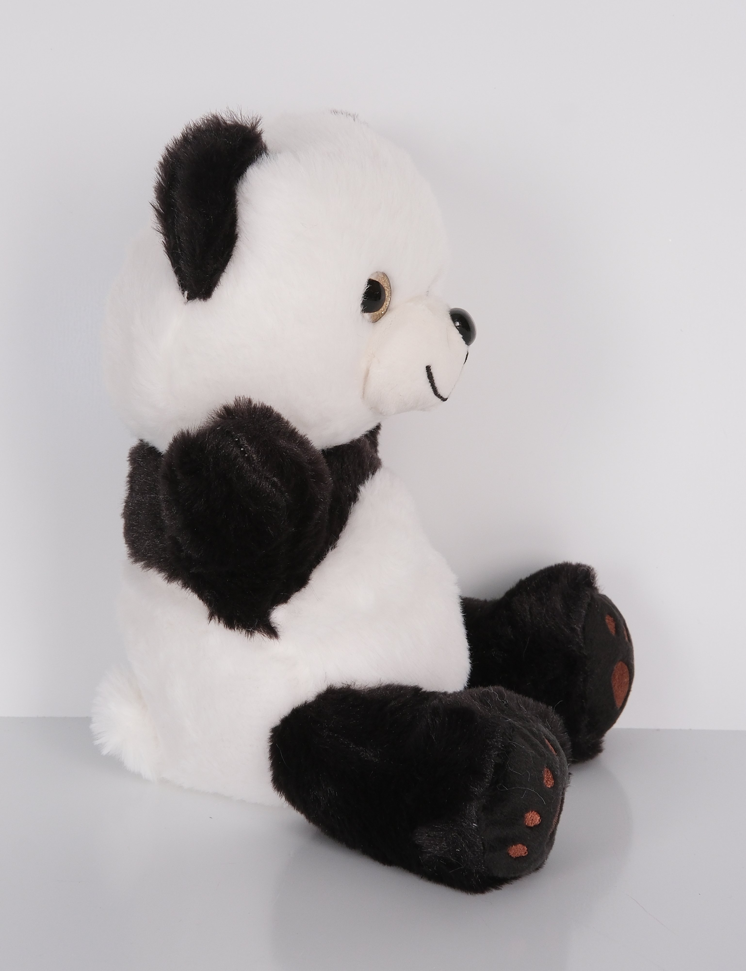23 cm Yavru Sevimli Ayıcık Şekilli Peluş Oyuncak Siyah Beyaz
