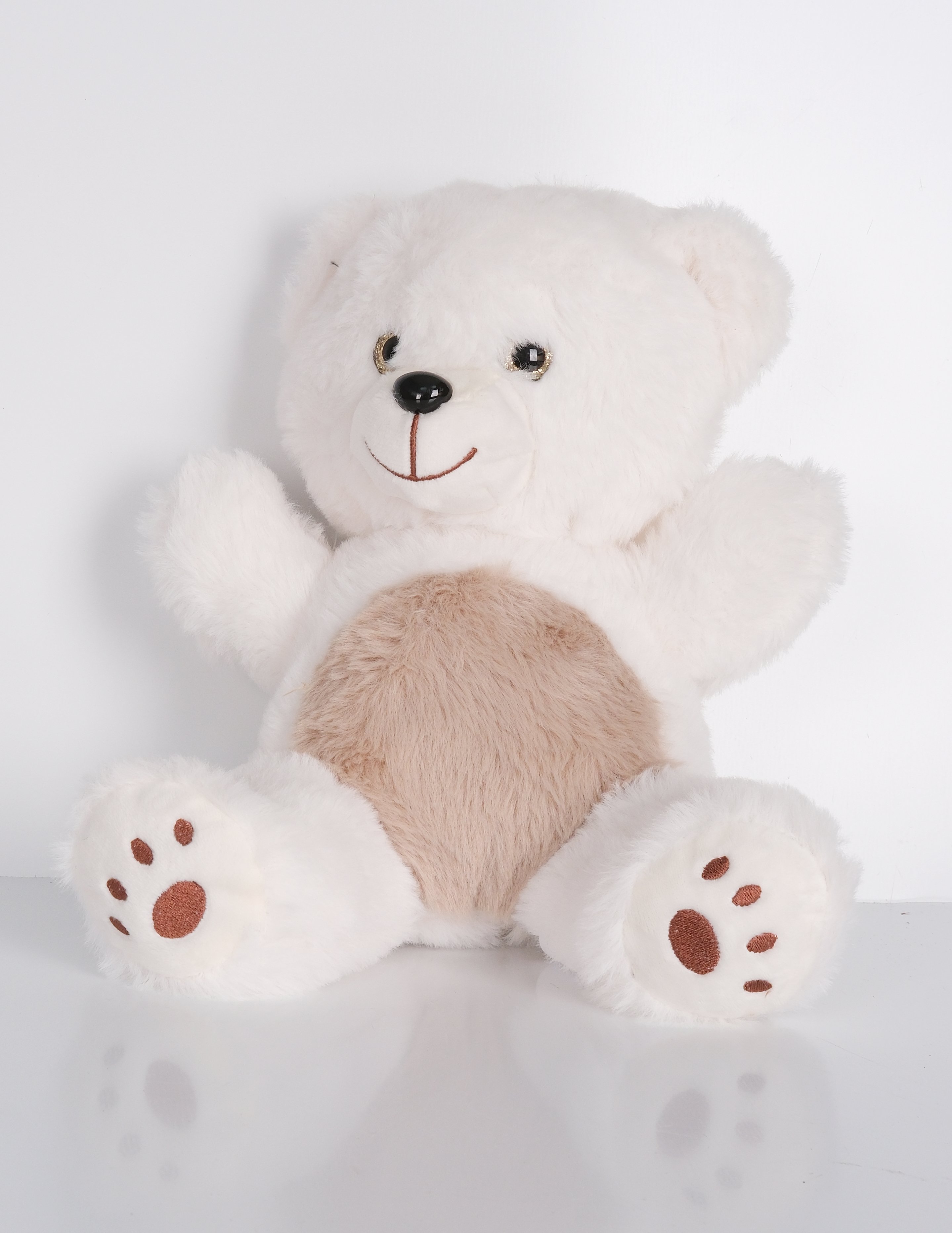23 cm Yavru Sevimli Ayıcık Şekilli Peluş Oyuncak Beyaz Kahverengi