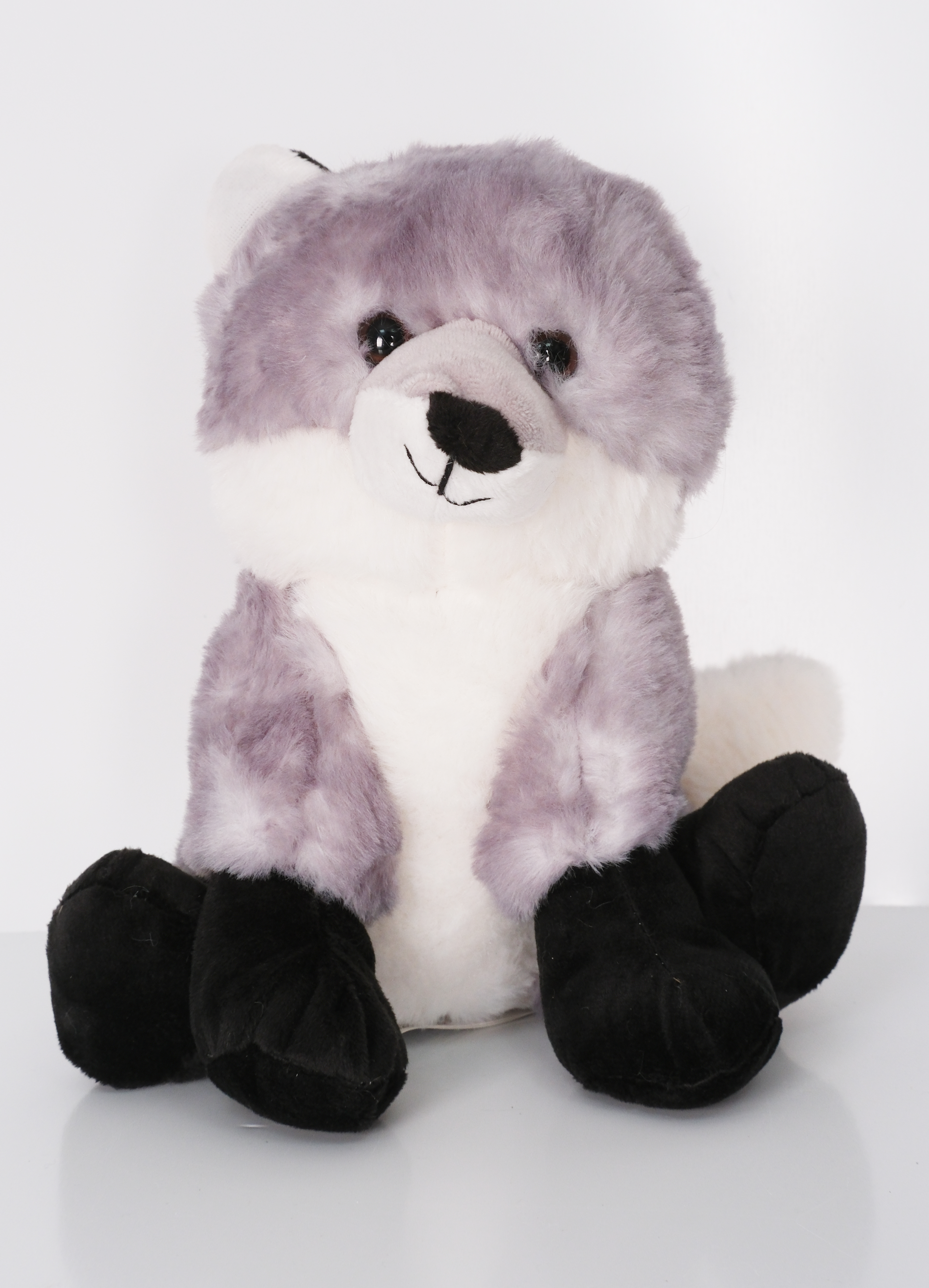 23 cm Yavru Tilki Yavrusu Şekilli Peluş Oyuncak Koyu Gri Beyaz