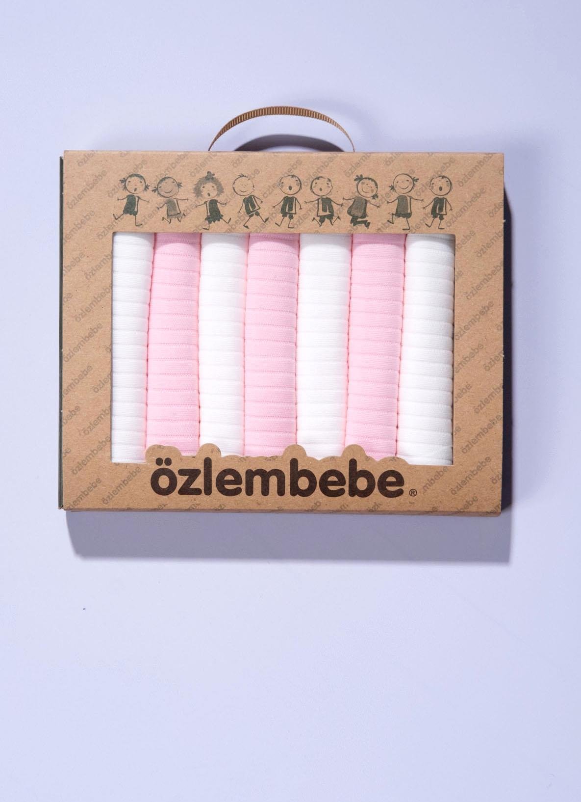 7'li Penye Mendil Pembe Beyaz