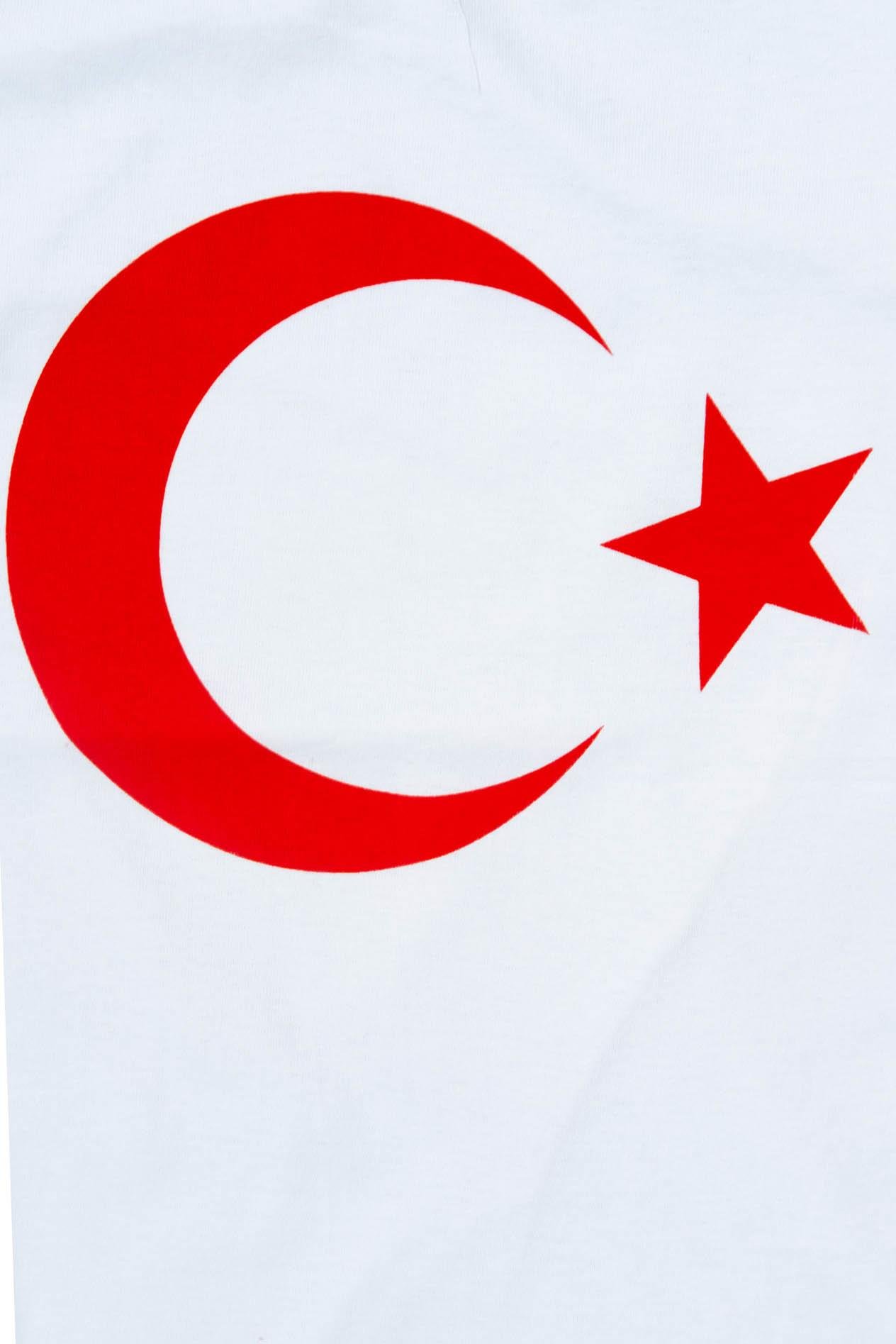 Ay Yıldız Baskılı Beyaz Kısa Kollu Çocuk Tişörtü Beyaz