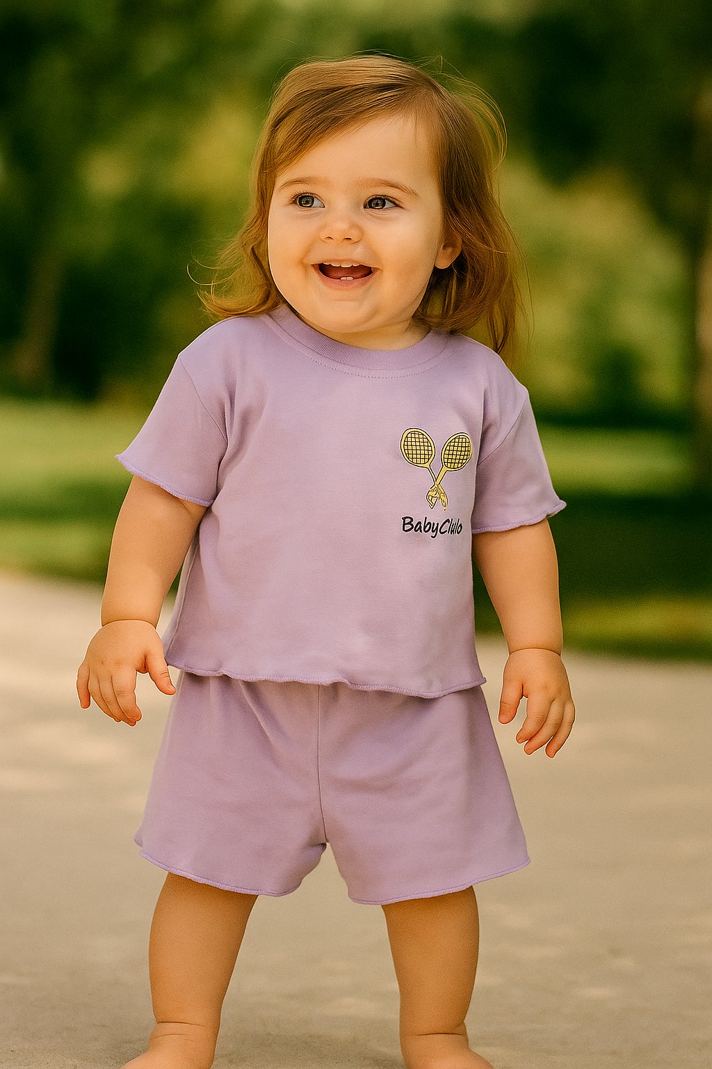 Fırfır Detaylı Baby Club Kız Bebek Şortlu Takım Lila