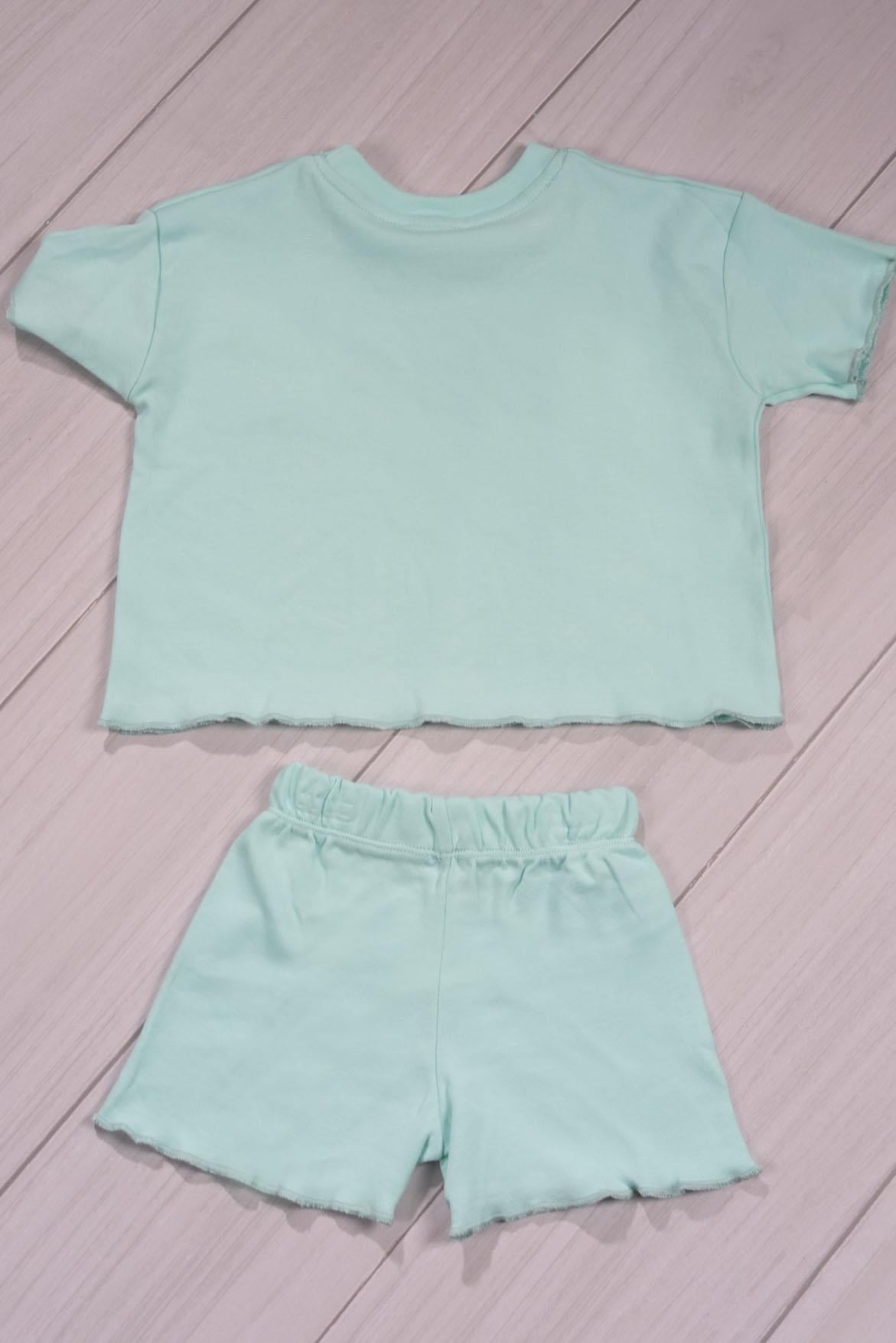 Fırfır Detaylı Baby Club Kız Bebek Şortlu Takım Turkuaz