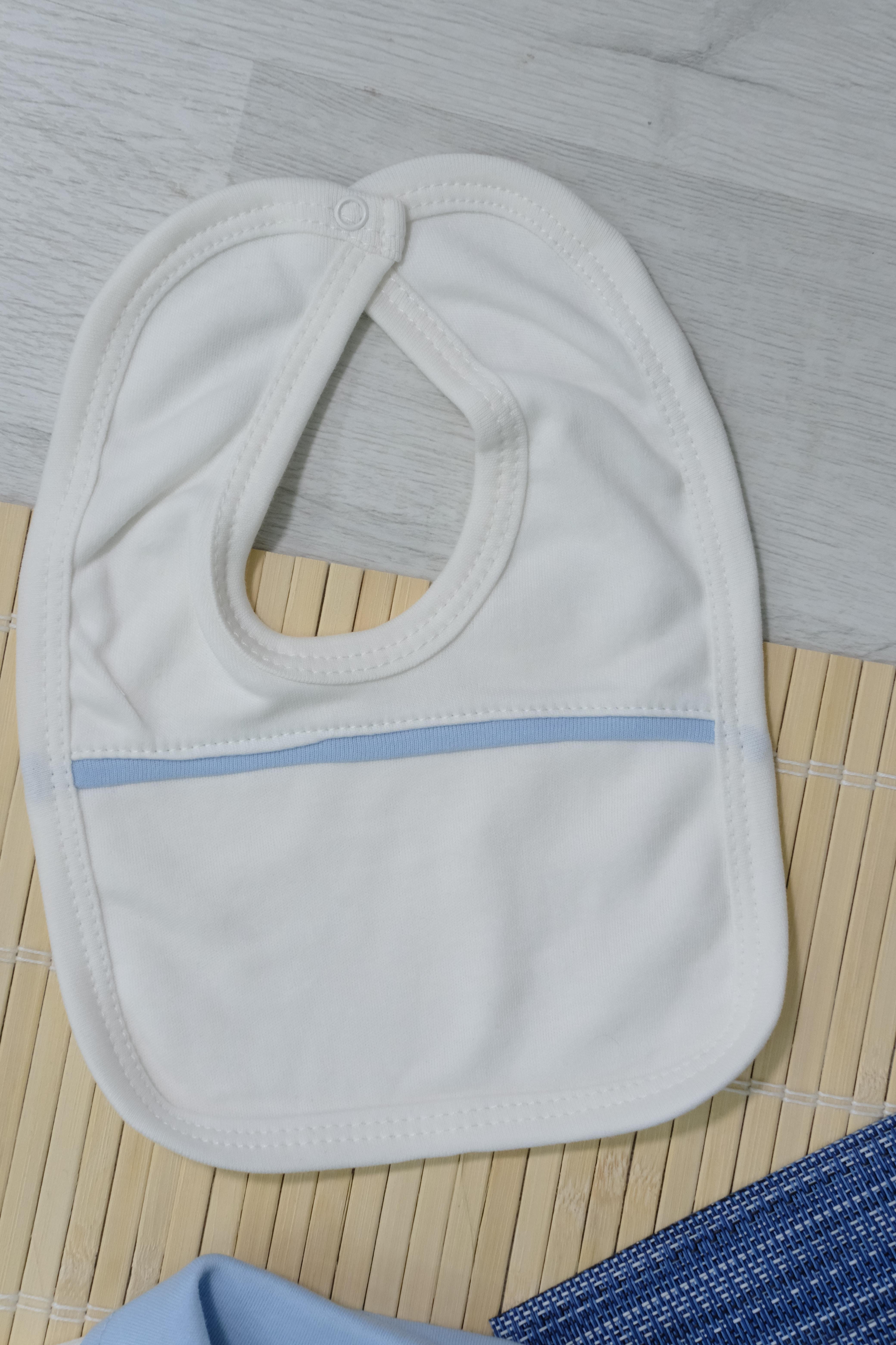 Unisex Ayıcık Desenli Zıbın Çocuk 7'li Takım - Mavi Çizgili Krem