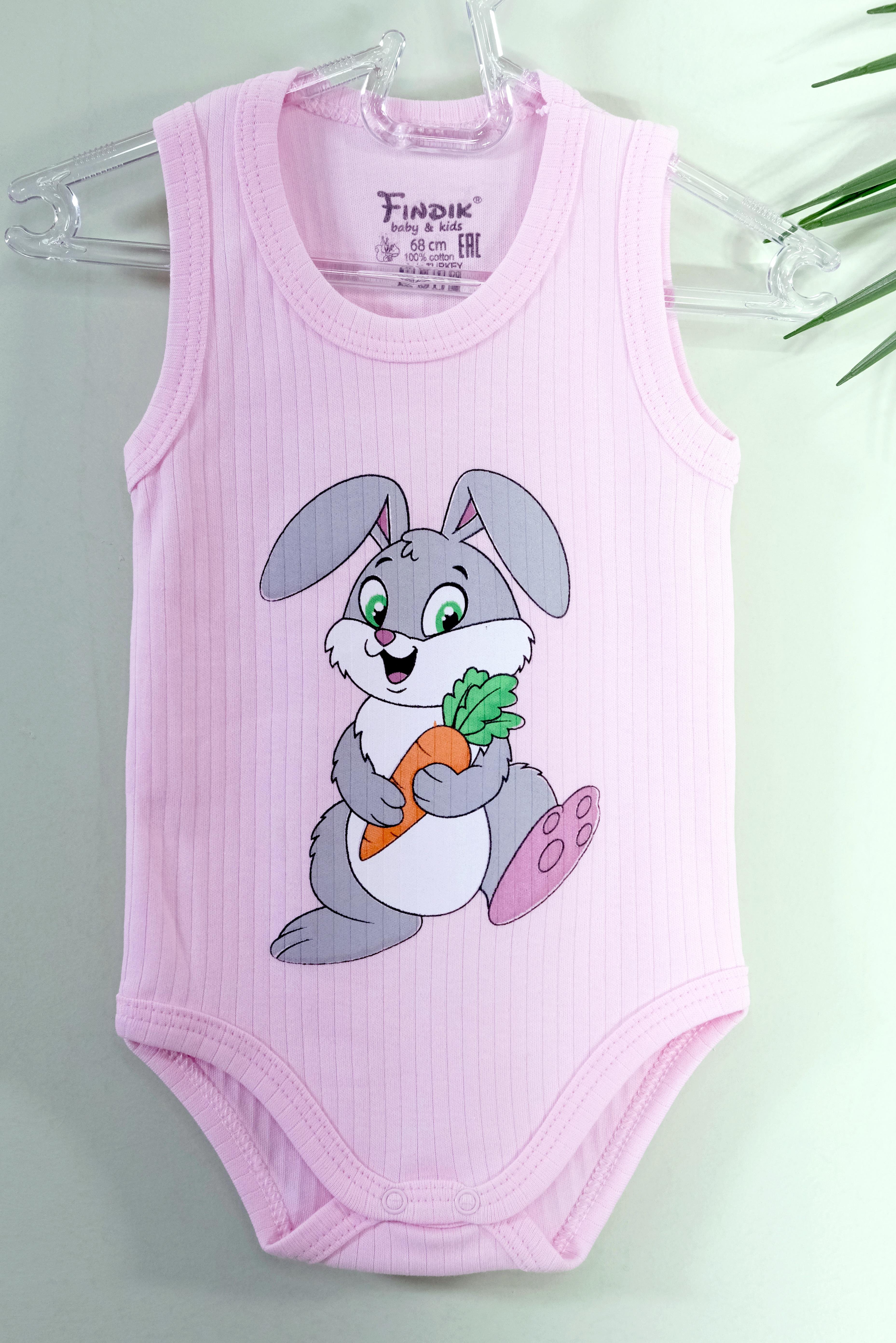 UNISEX TAVŞANLI ASKILI BODY PEMBE