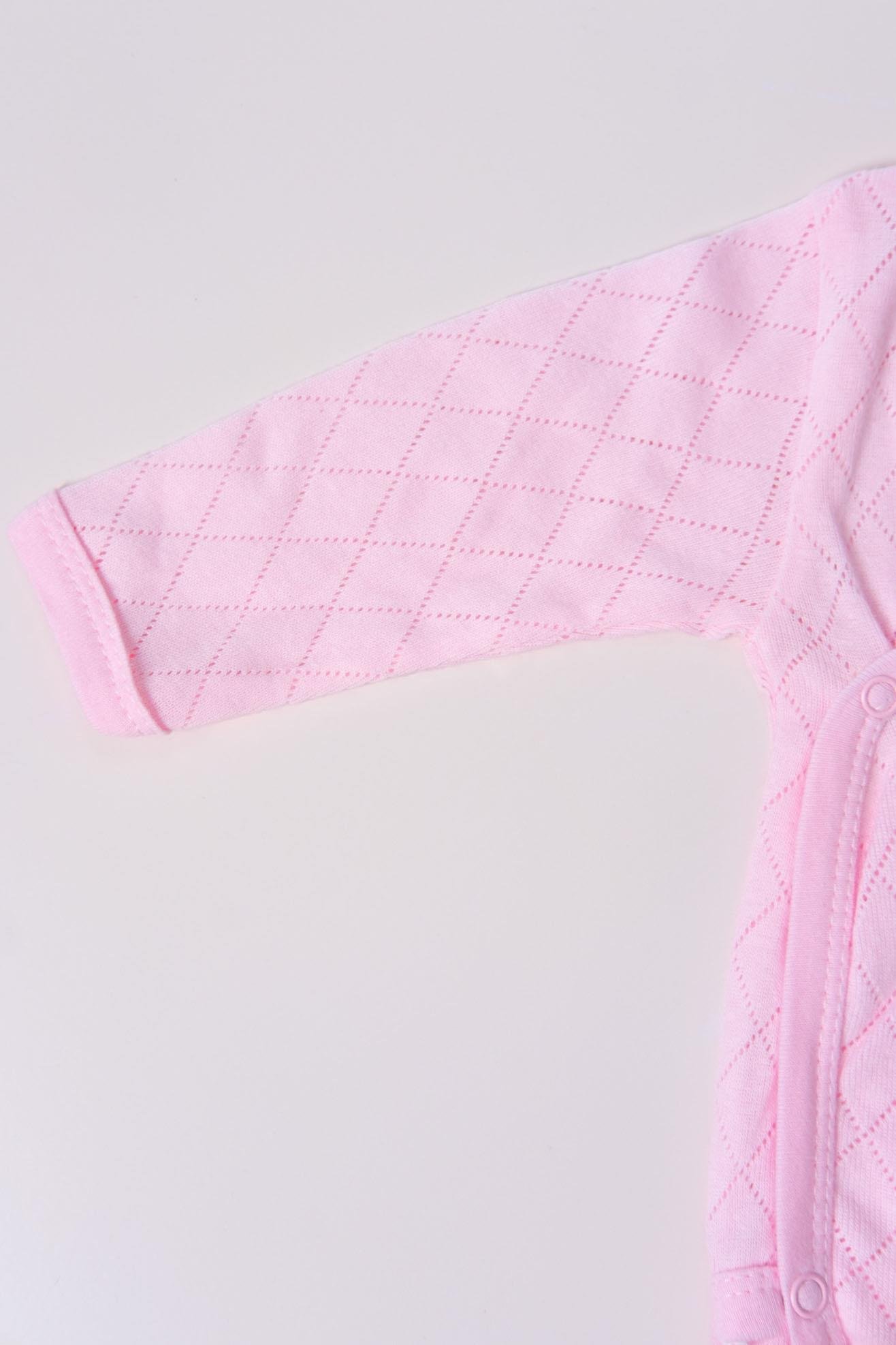 Uzun Kol Kundaklı Body Baklava Desen Klimalı Kumaş Pembe