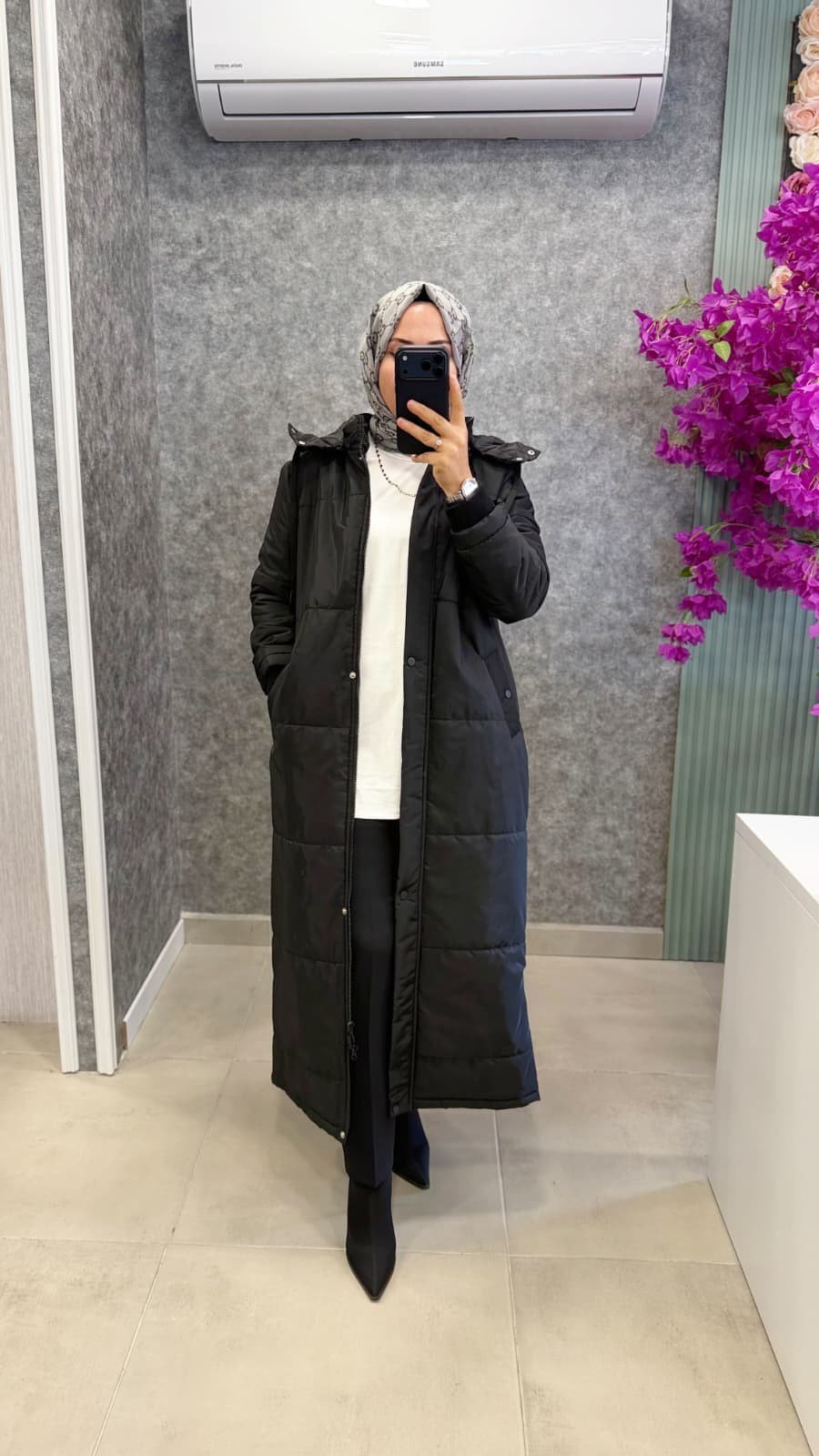 24740 ARMİNE TREND ŞİŞME UZUN MONT SİYAH