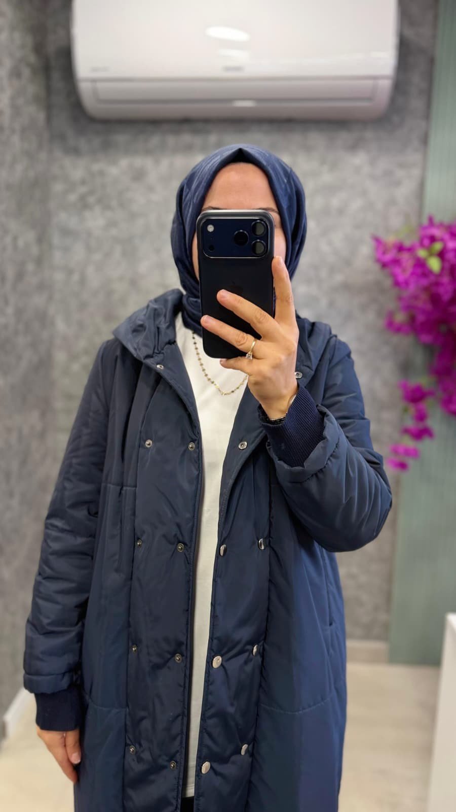 25KT751 ARMINE UZUN ŞİŞME KABAN LACİVERT