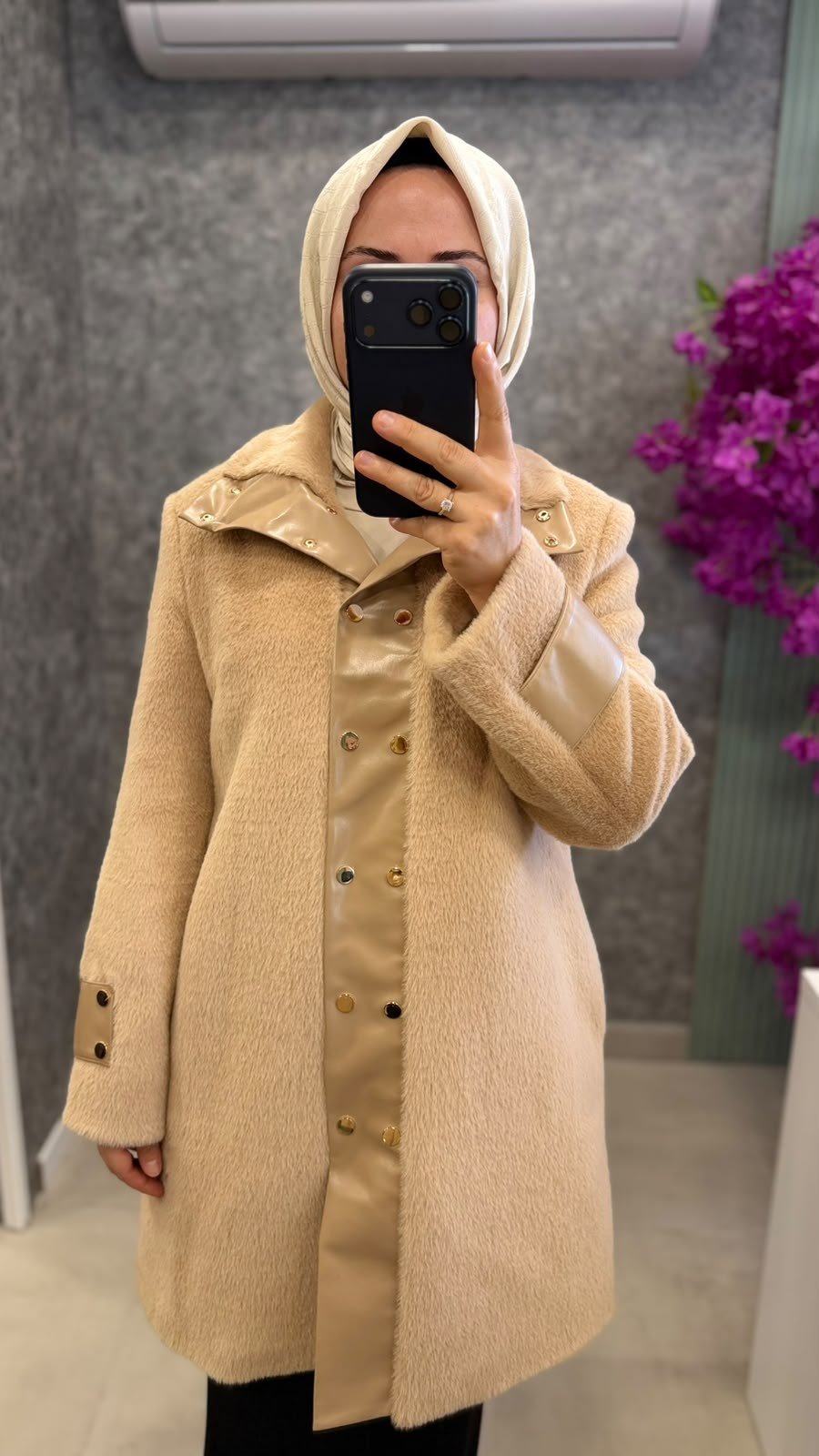 3031 PUREVA deri detaylı Angora kaban 