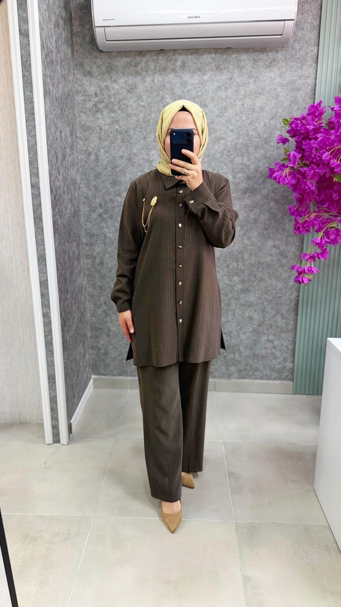306 Pureva/Meva Çizgi Armürlü tencel Takım