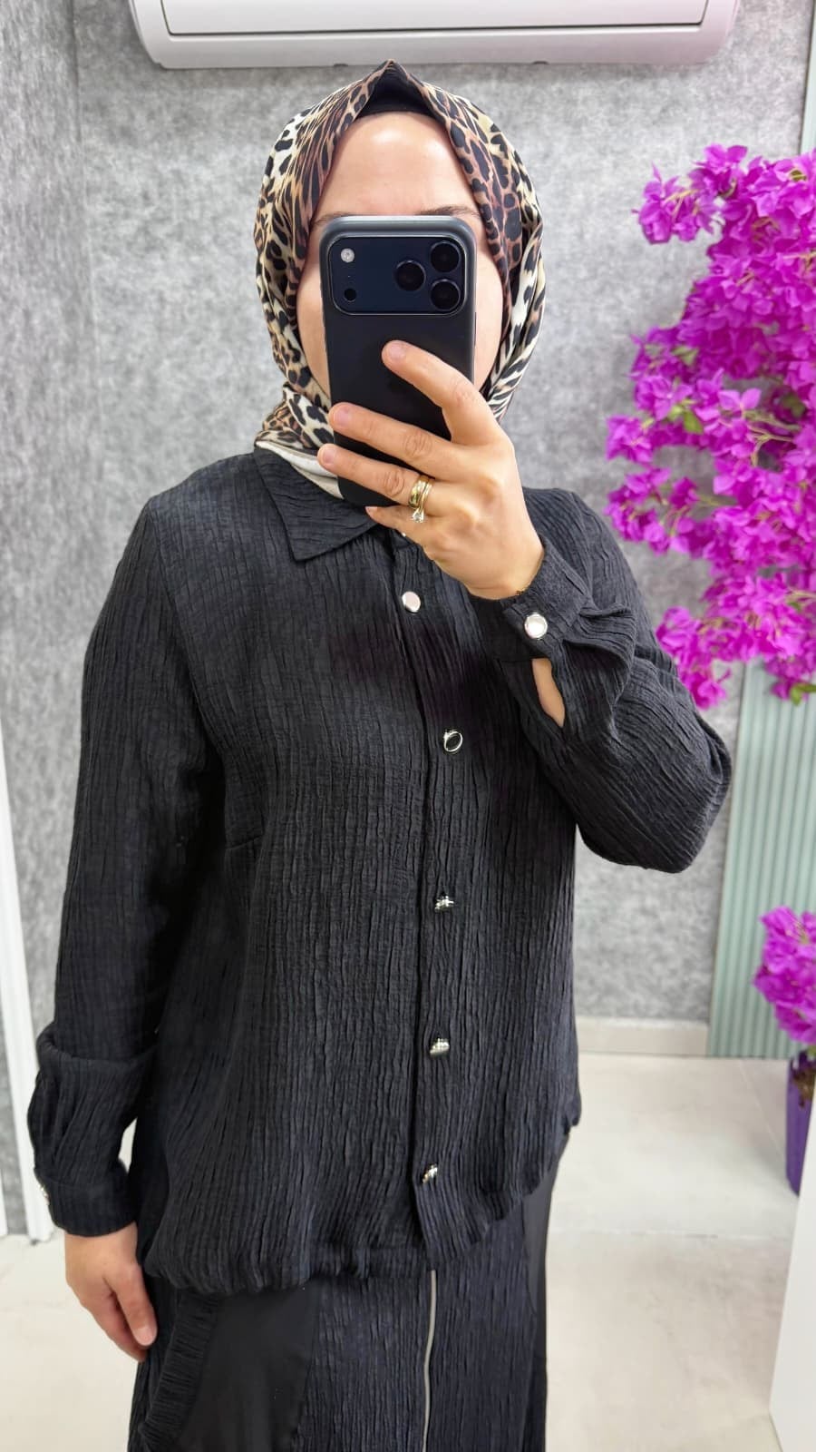 5455 Fatma Danışman Bürümcük Kumaş Arkası Ve Tuniği Fermuarlı Etekli Takım