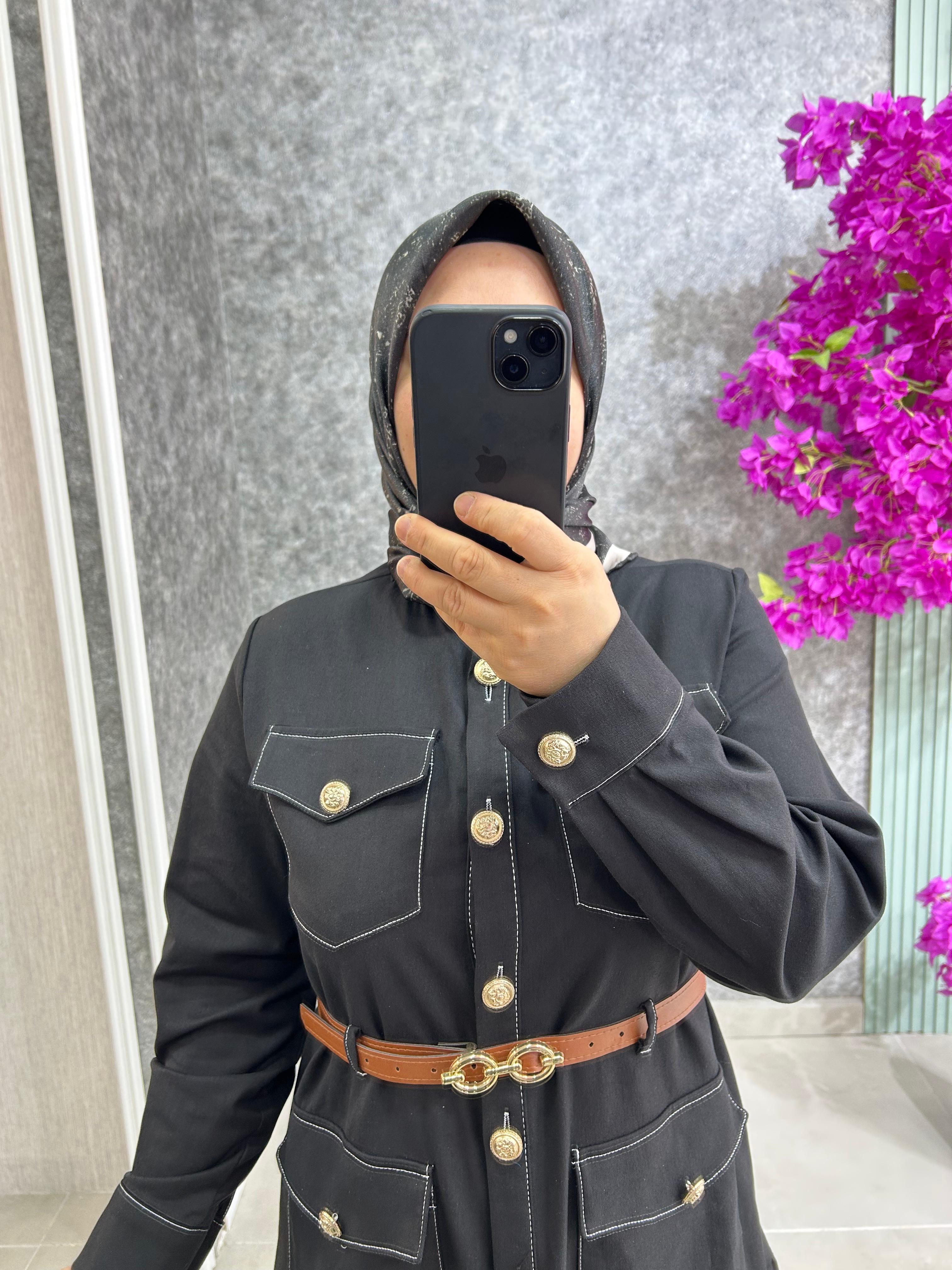 7160 Kot Kemerli Elbise