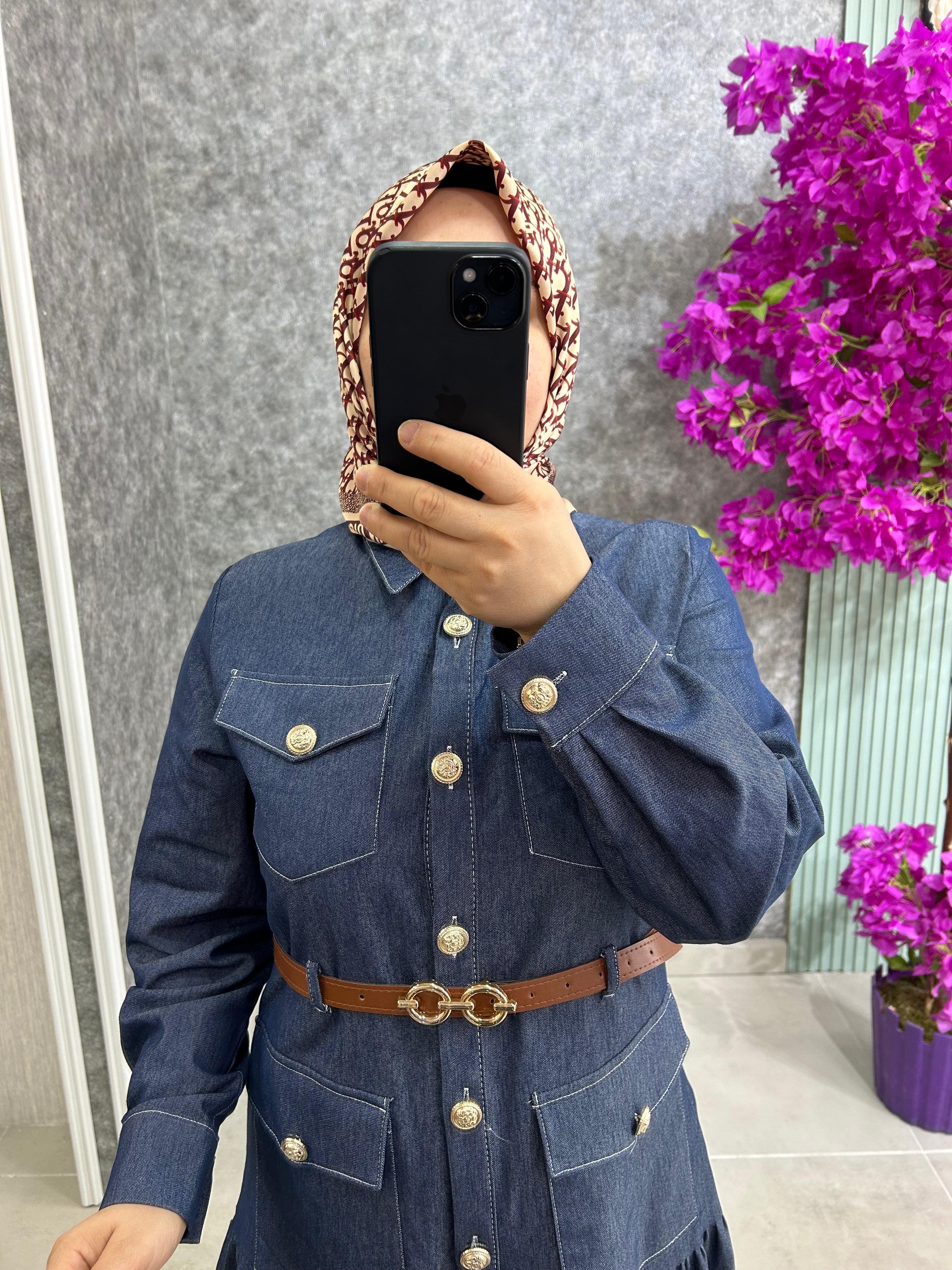 7160 Kot Kemerli Elbise