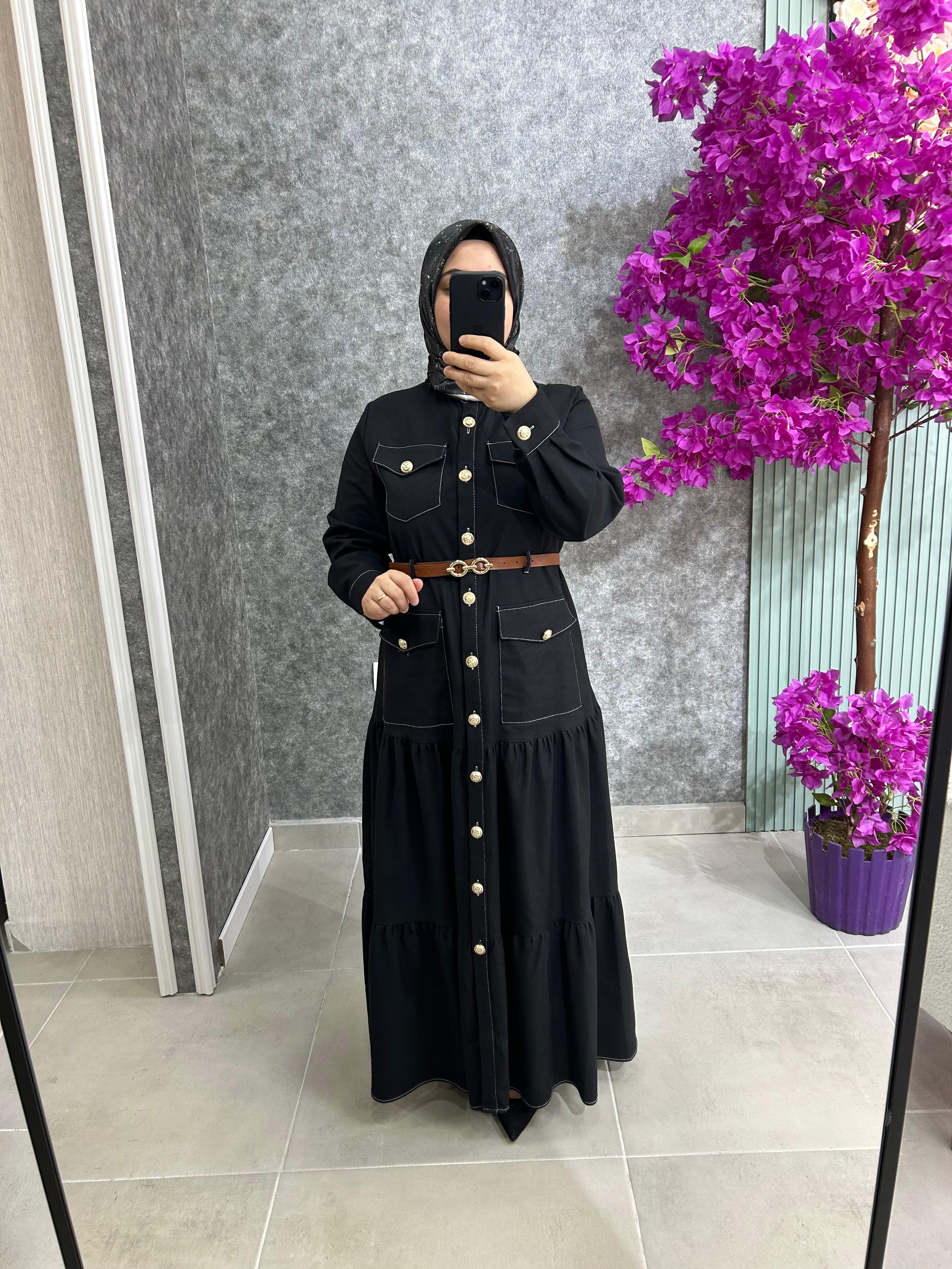 7160 Kot Kemerli Elbise
