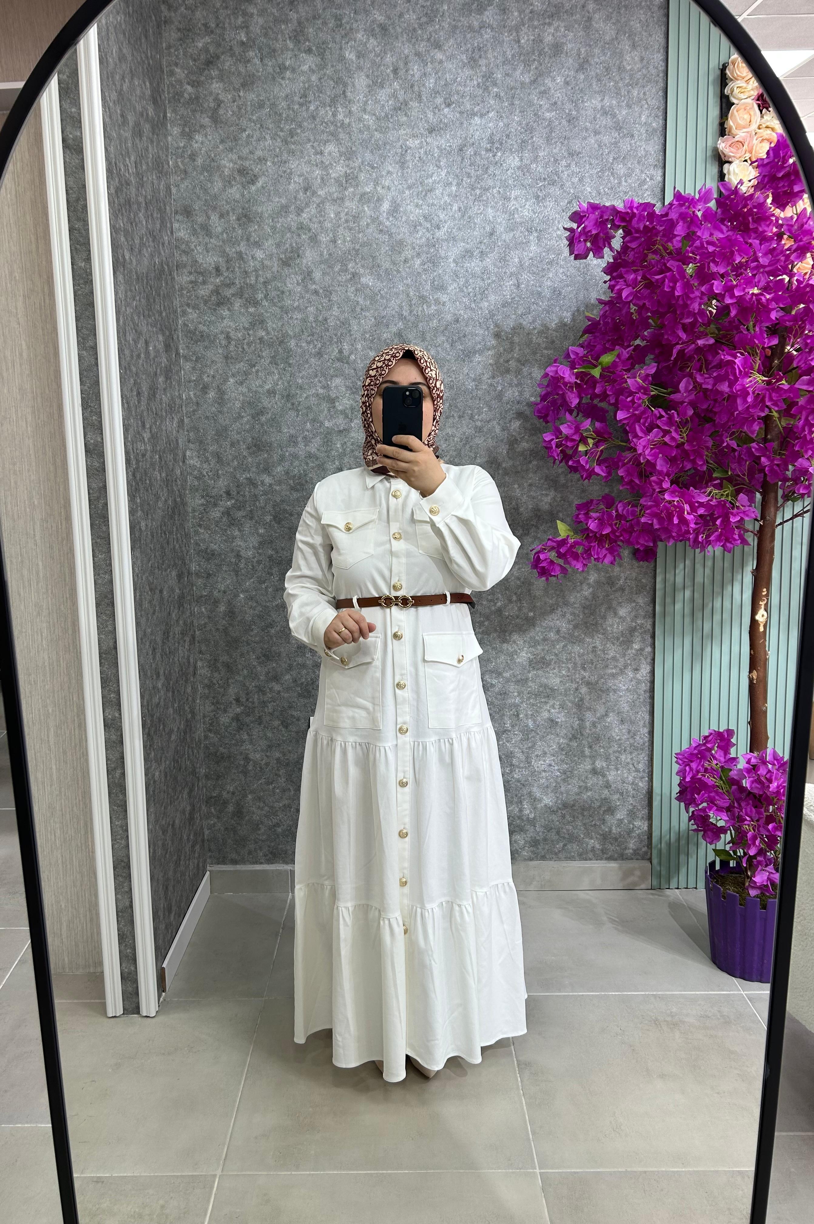 7160 Kot Kemerli Elbise