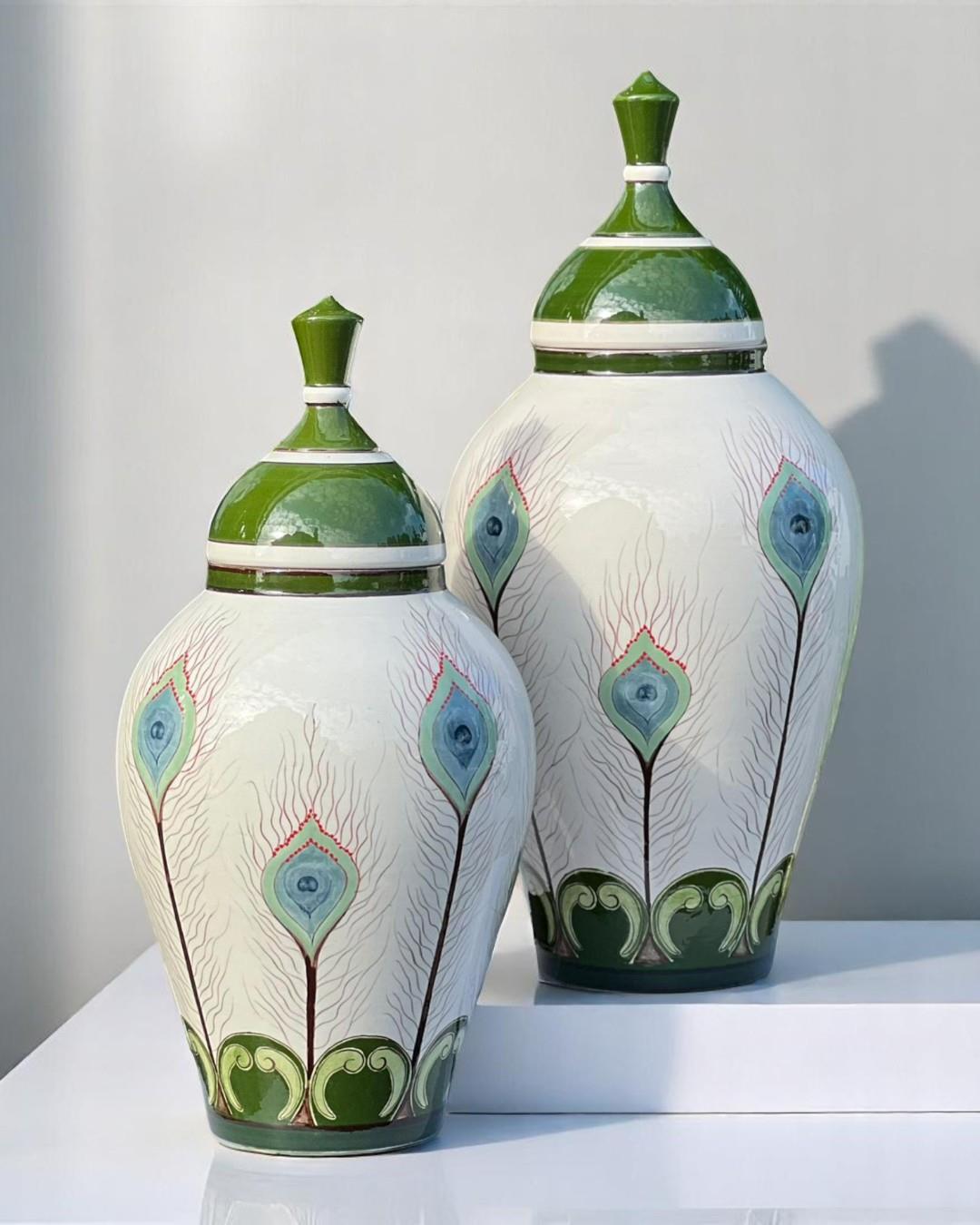 2'li Tavus Kuşu Desen Küp Set