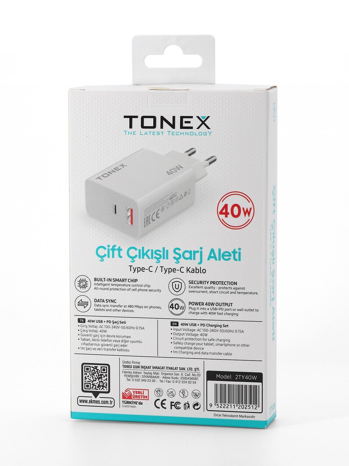 40W TYP-C Çift Çıkışlı Şarj Aleti