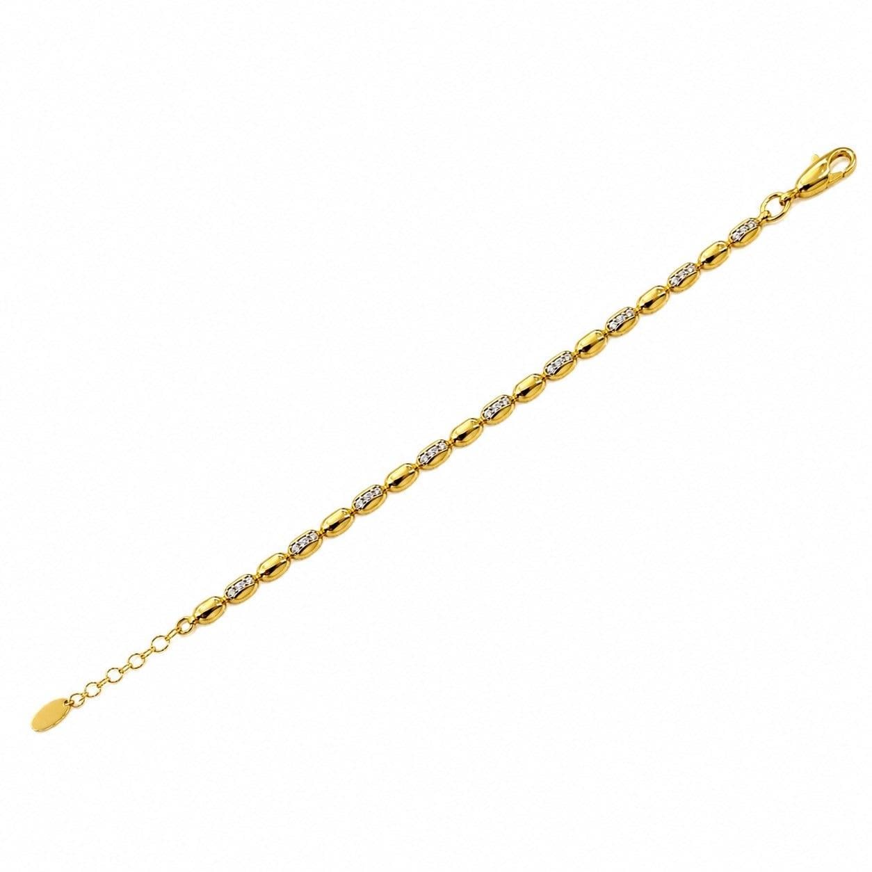 925 Ayar Gümüş 14 K Kaplama Kadın Zirkon Taş Tasarımlı 16+3 Cm Zincirli Bileklik