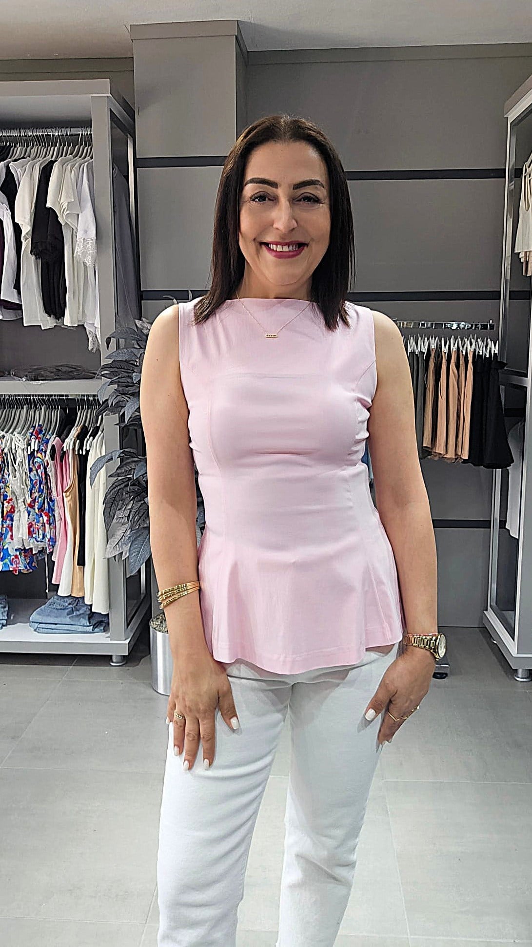 DLVN PEPLUM TOP - PEMBE