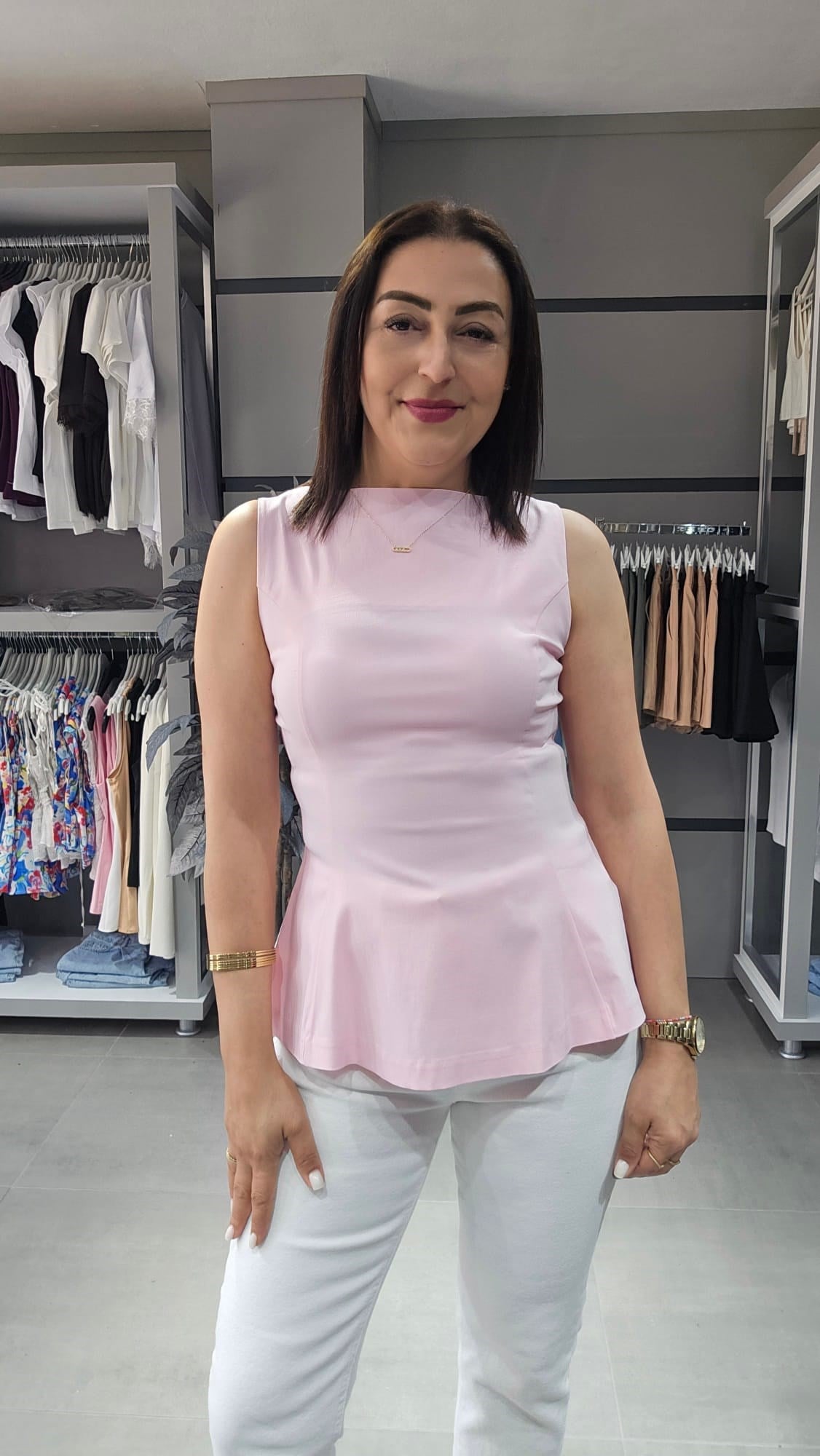 DLVN PEPLUM TOP - PEMBE