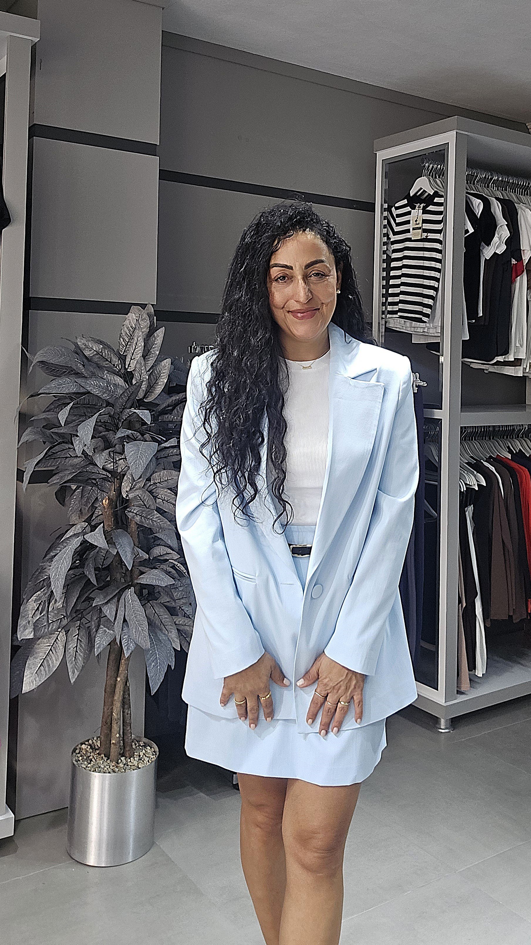STN - TEK DÜĞMELİ BLAZER CEKET - BEBE MAVİ