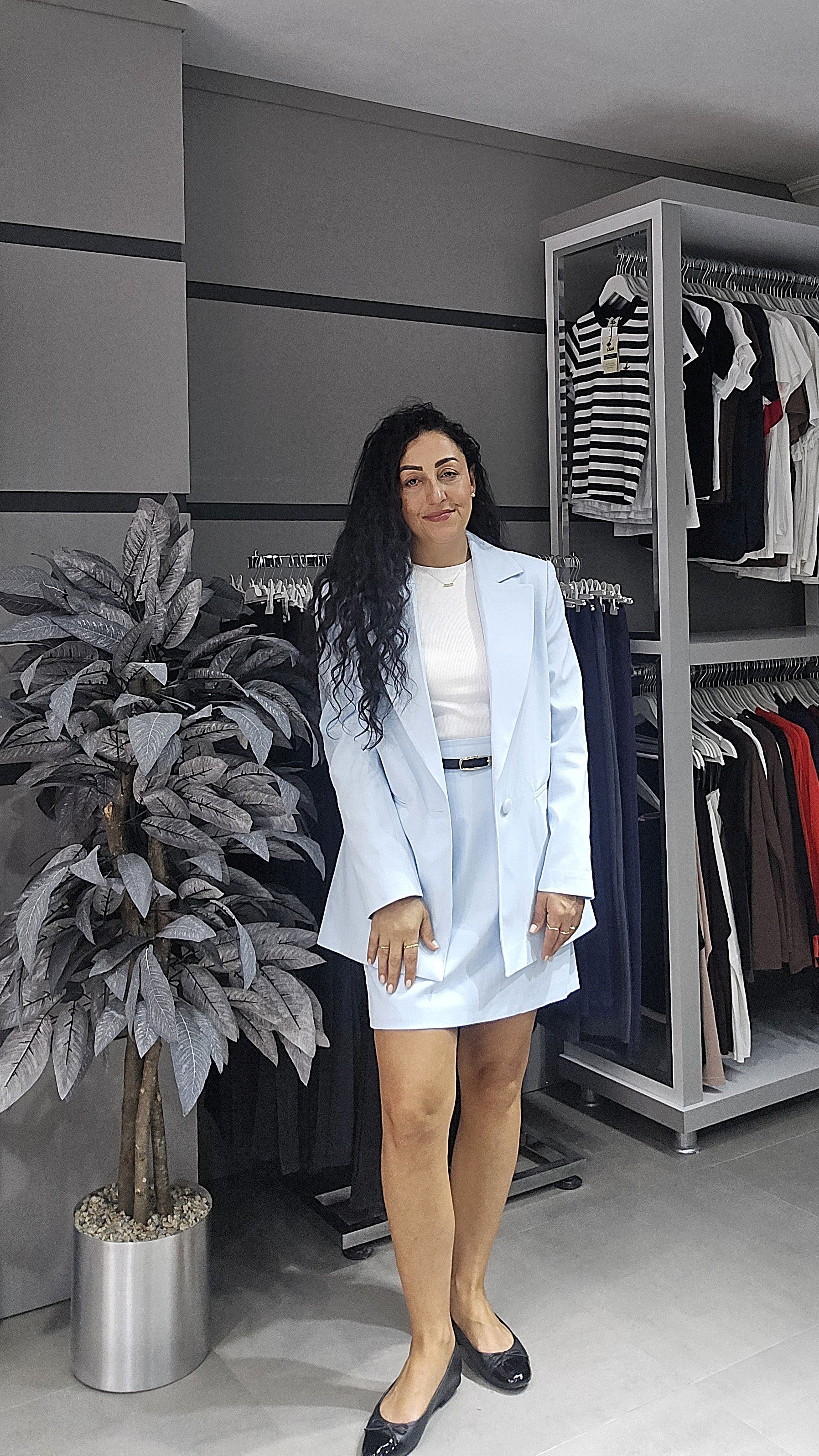 STN - TEK DÜĞMELİ BLAZER CEKET - BEBE MAVİ