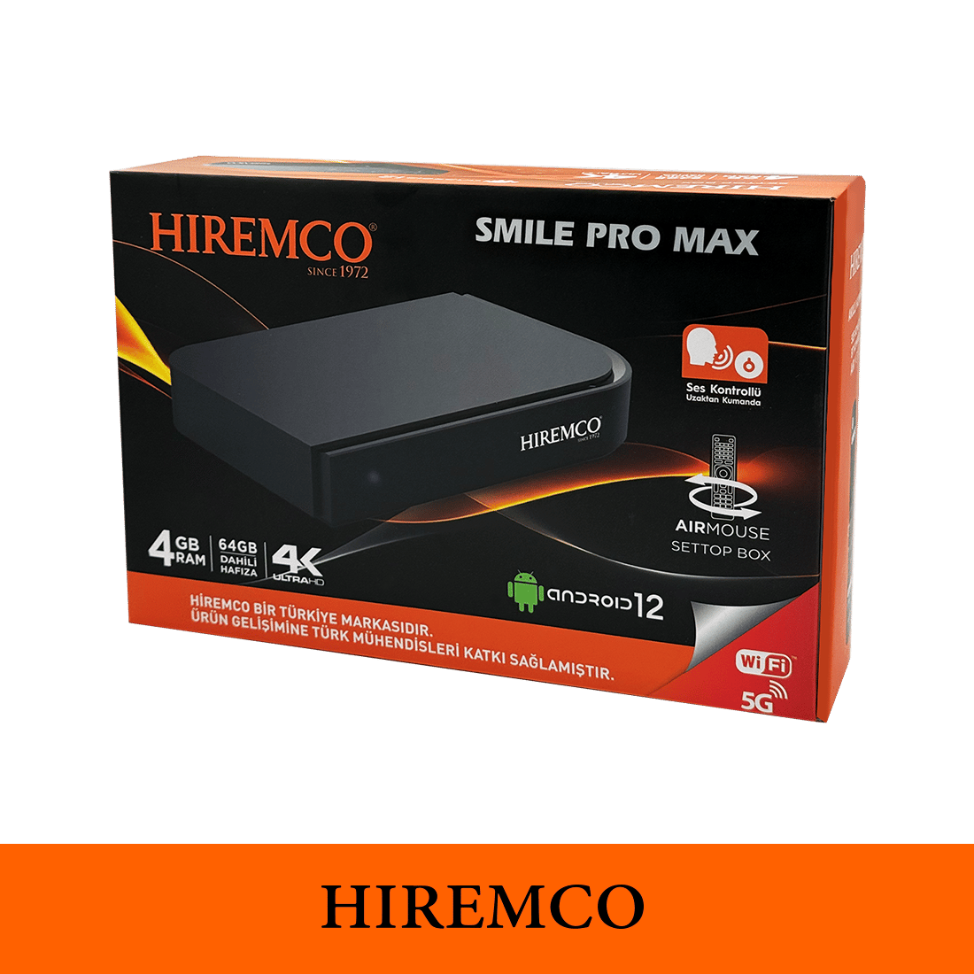 Hiremco Smile Pro Max 4K 64GB Android 12 Uydu Alıcısı