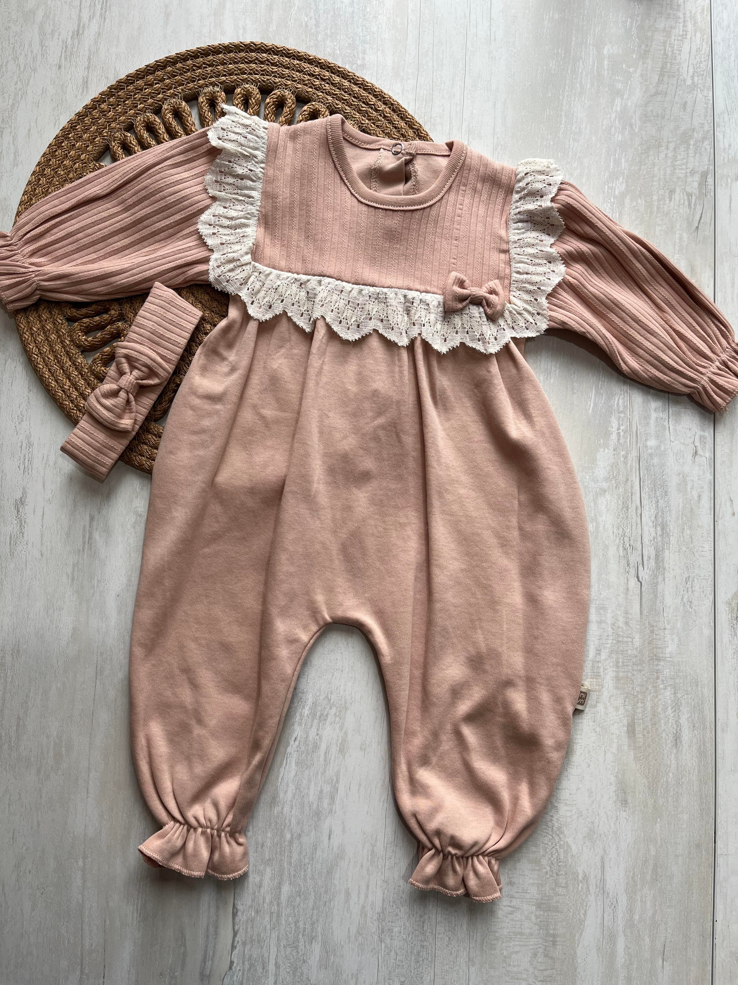 Dantelli Kız Bebek Tulum