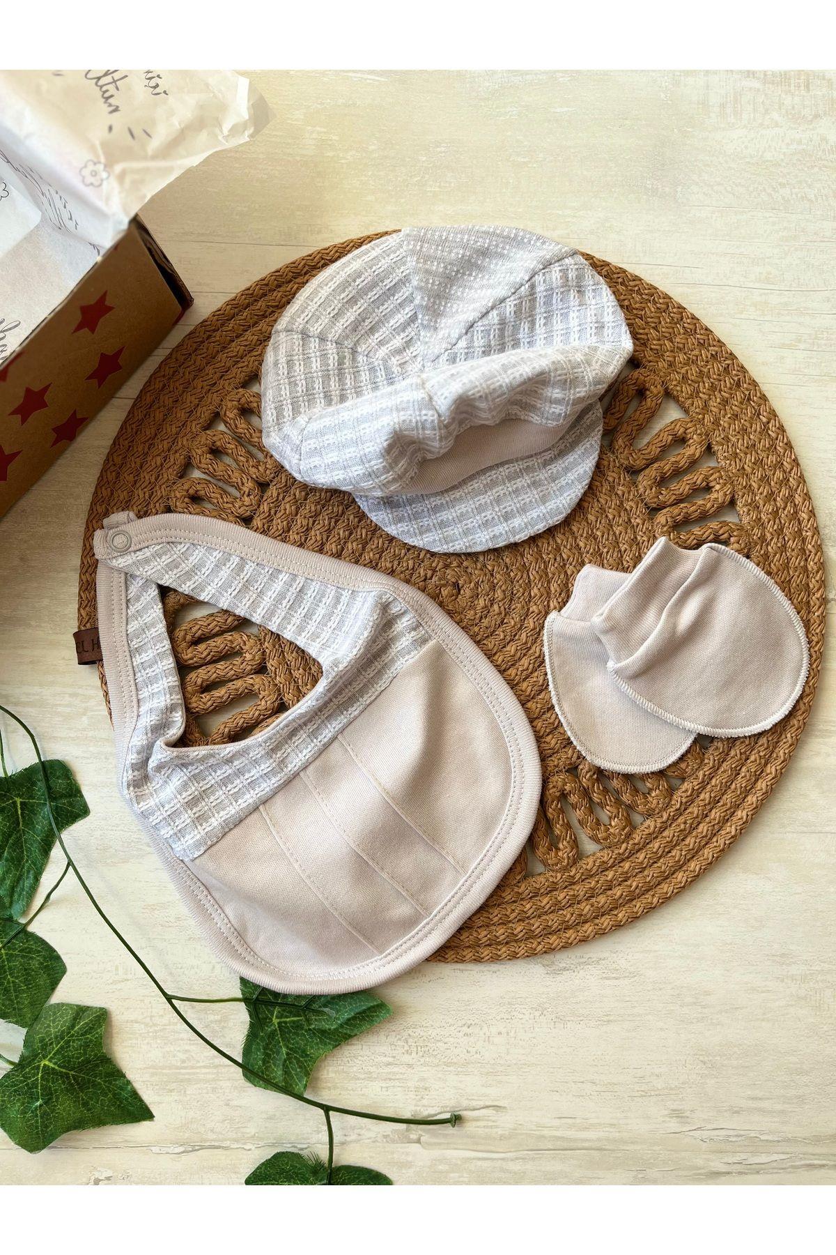 Erkek Bebek 0-3 Ay Nervürlü 8li Set Taş