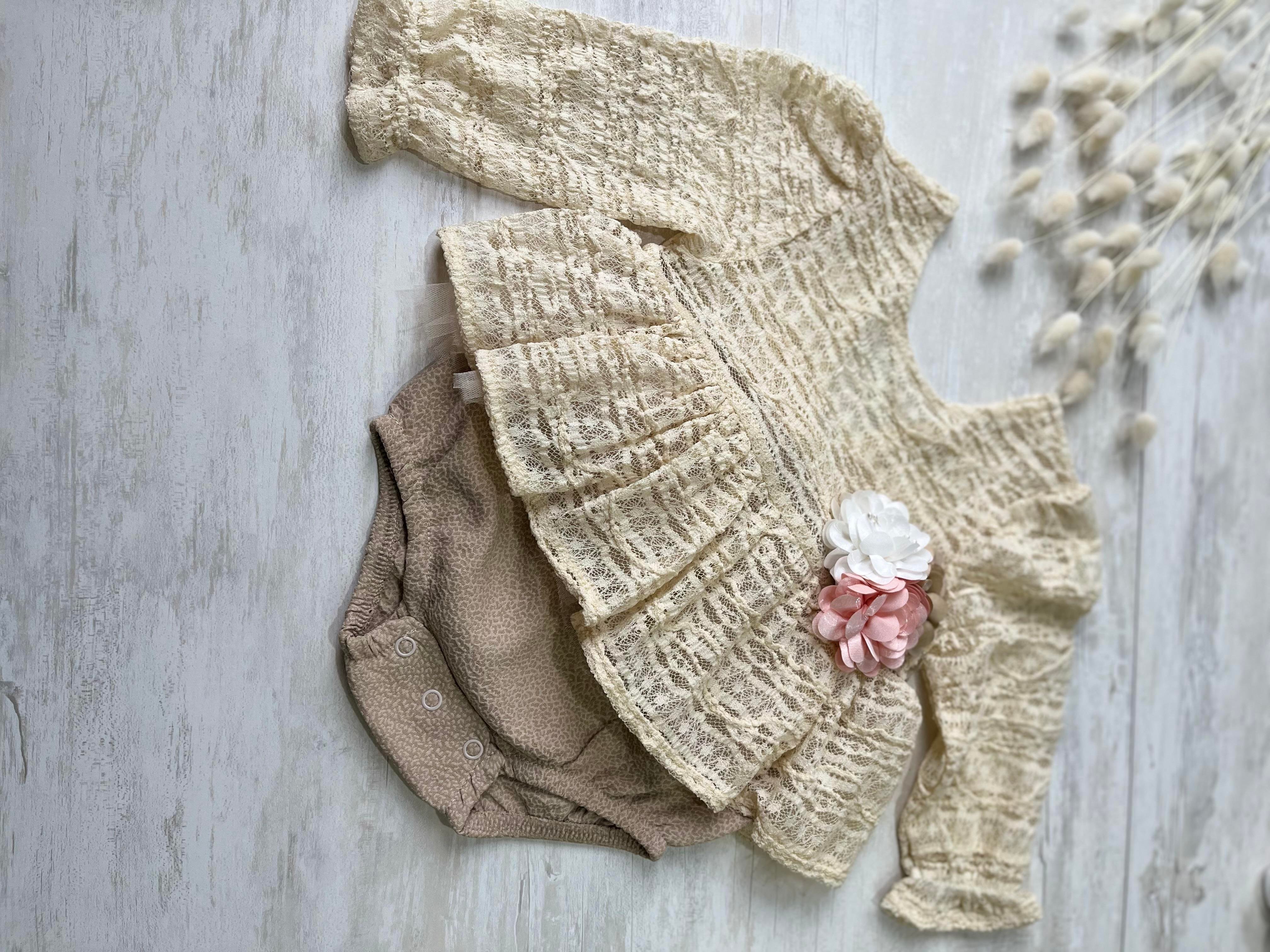 FukukumBaby Sweet Fiyonklu Romper Kız  Bebek Kahverengi