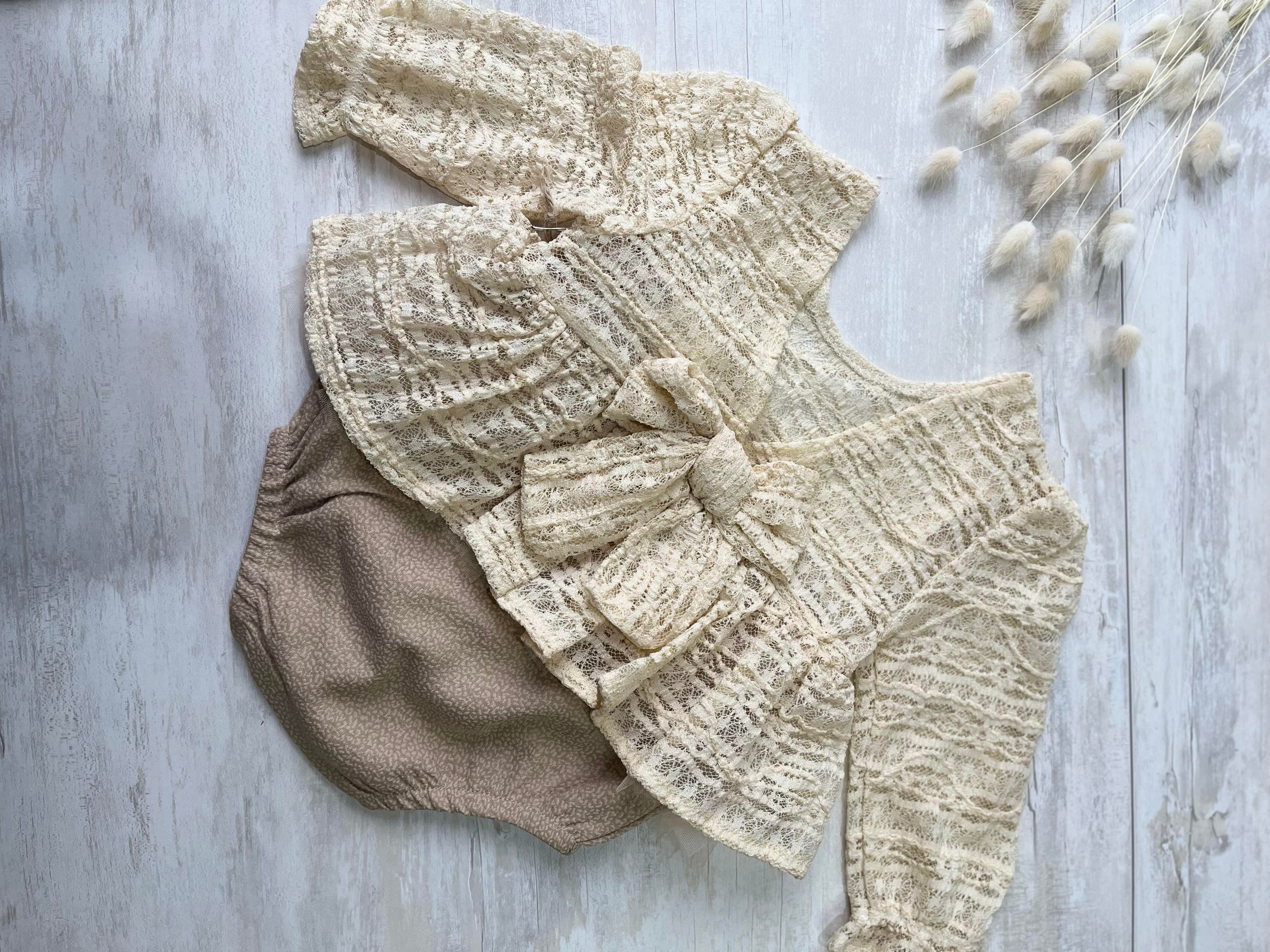 FukukumBaby Sweet Fiyonklu Romper Kız  Bebek Kahverengi