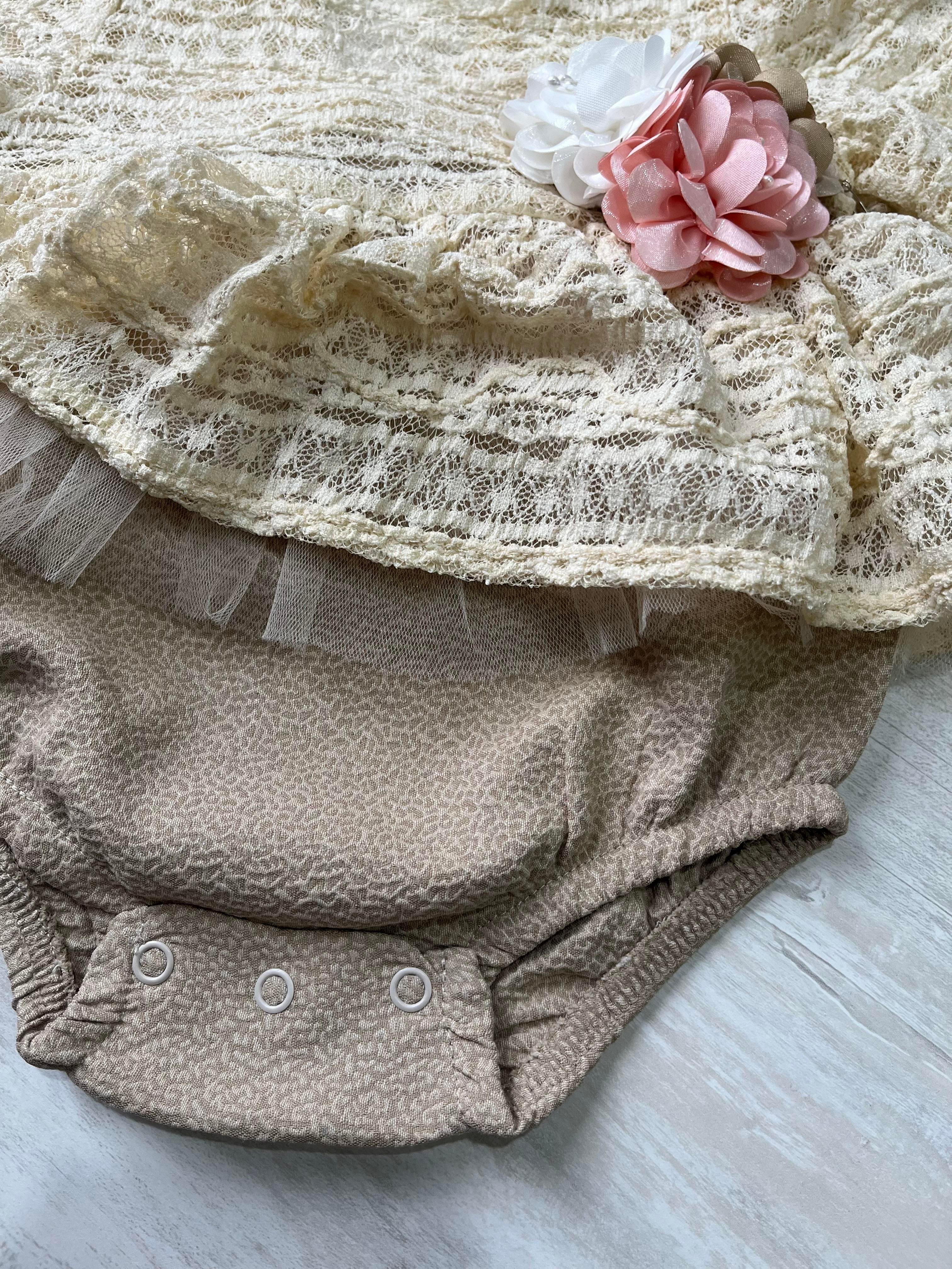 FukukumBaby Sweet Fiyonklu Romper Kız  Bebek Kahverengi