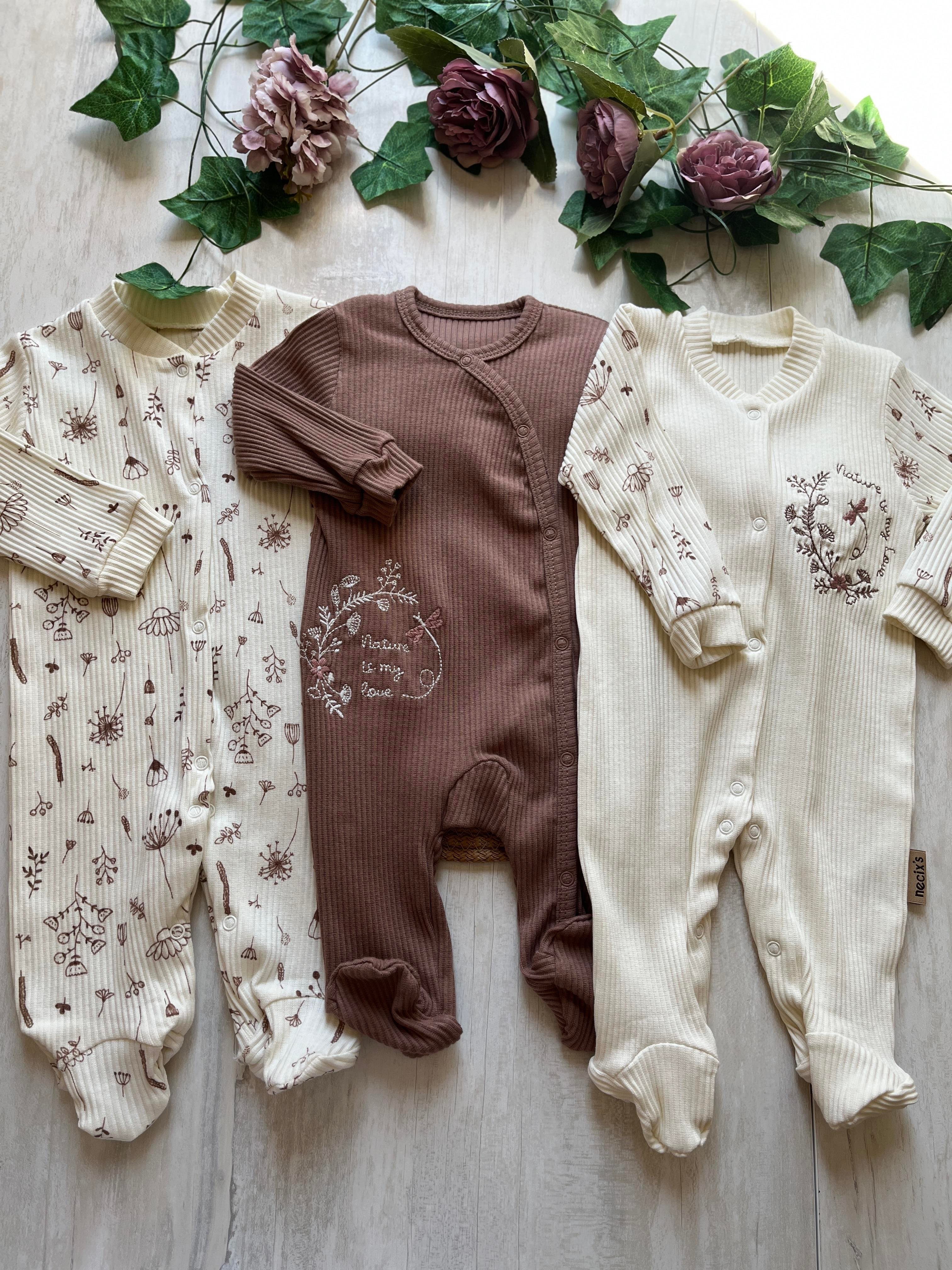 Nakış Detaylı Kız Bebek 3lü Tulum