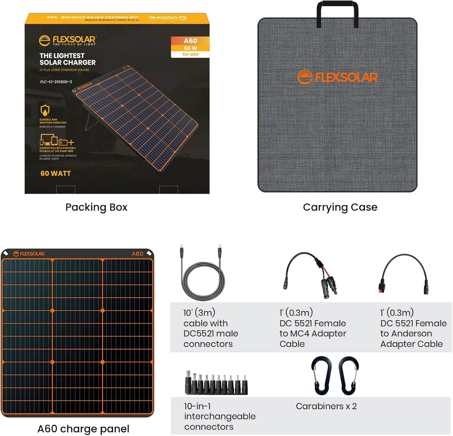 FLEXSOLAR A60 TAŞINABİLİR GÜNEŞ PANELİ 60W