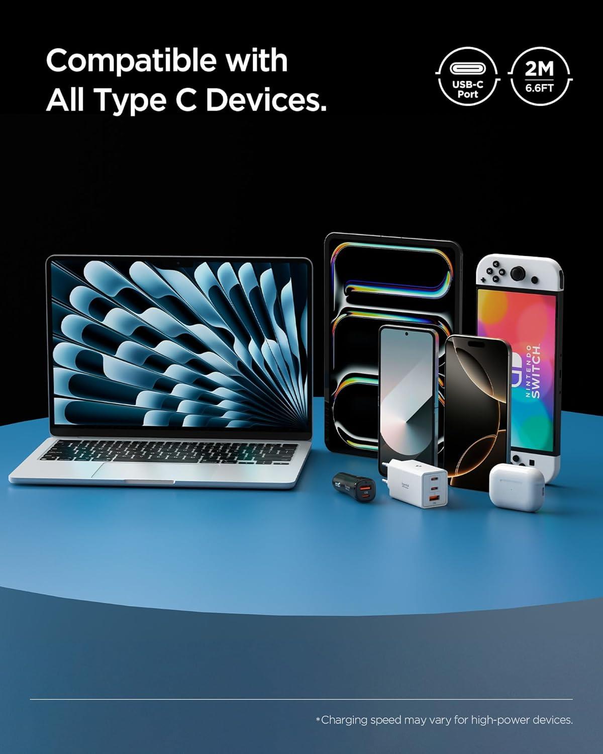 USB-C to USB-C 2 Metre Kablo 60W Güç/PPS 2.0 Super Hızlı Şarj/480 Mbps Type-C White