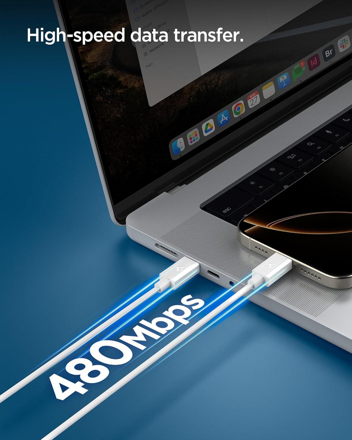 USB-C to USB-C 2 Metre Kablo 60W Güç/PPS 2.0 Super Hızlı Şarj/480 Mbps Type-C White