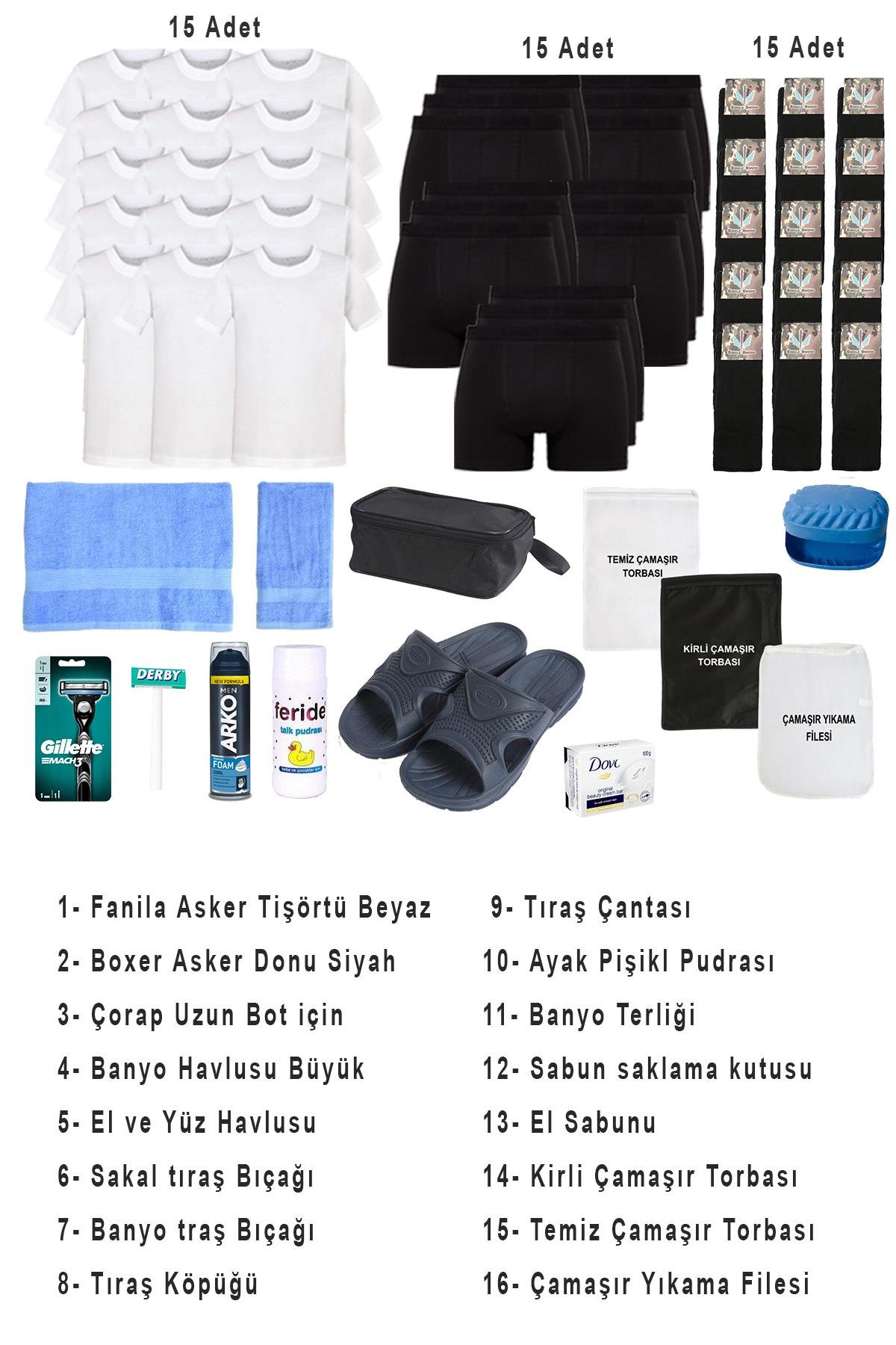 Single Sword 58 Parça Temel Acemi Bedelli Denizci Asker Seti 15 Li İç Giyim