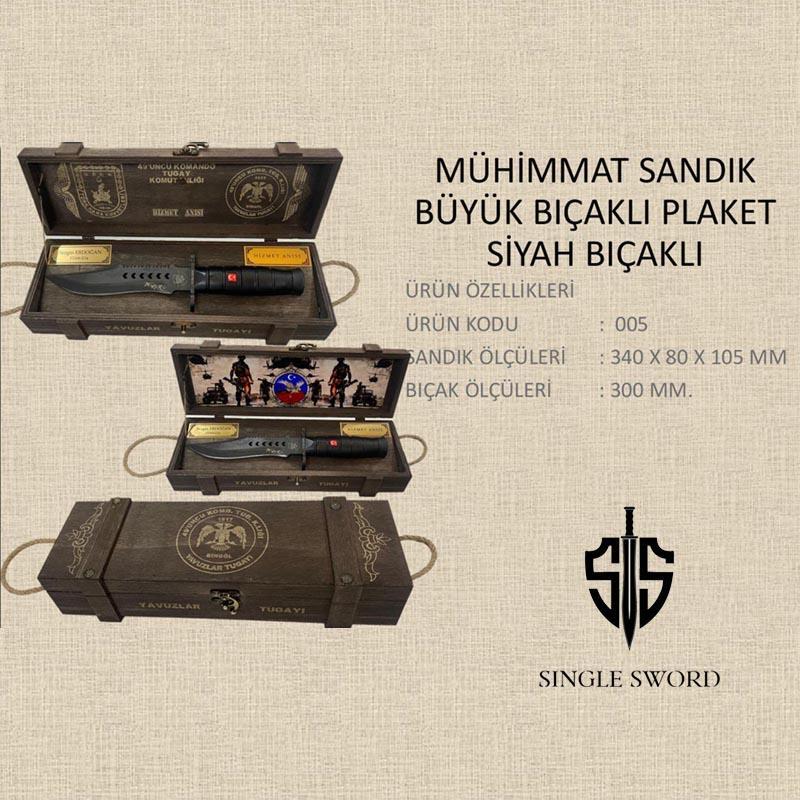 Single Sword Mühimmat sandığı Büyük Siyah Bıçaklı Plaket