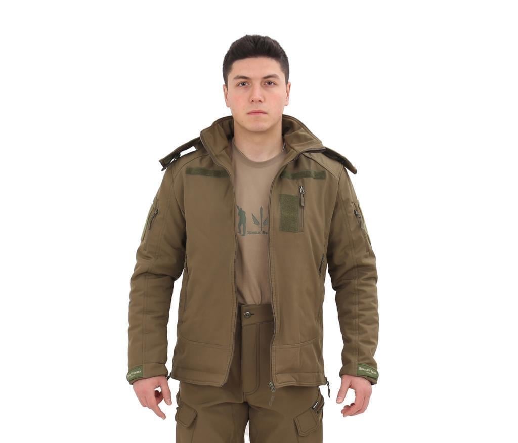 Single Sword Su&Rüzgâr Geçirmez Kapüşonlu Softshell Kışlık Erkek Mont