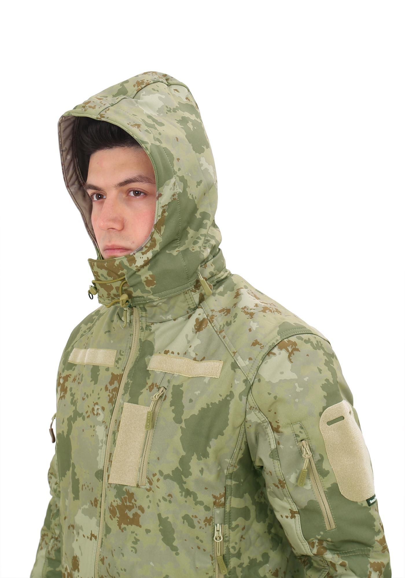 Single Sword Su&Rüzgâr Geçirmez Kapüşonlu Softshell Kışlık Erkek Mont