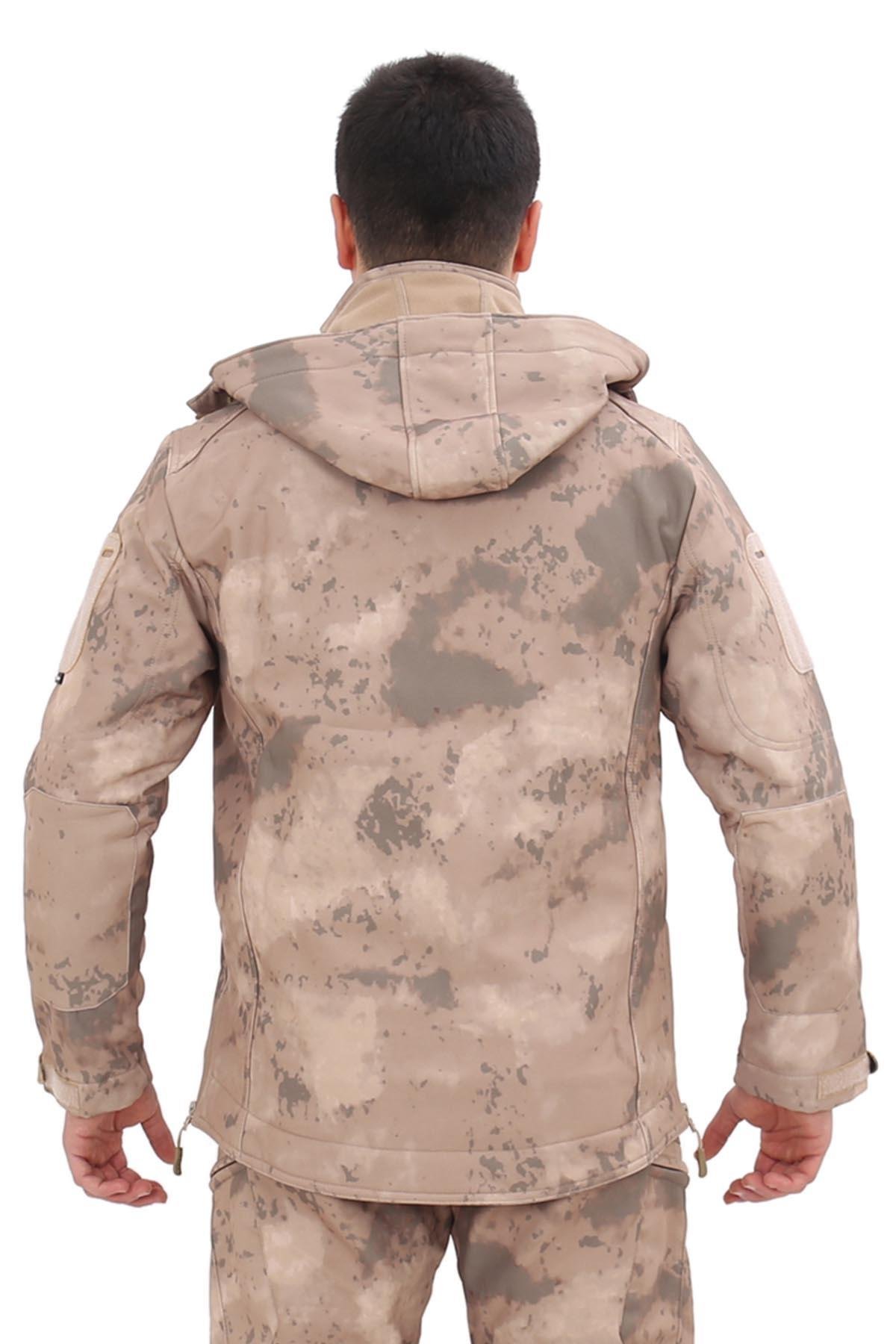 Single Sword Su&Rüzgâr Geçirmez Kapüşonlu Softshell Kışlık Erkek Mont