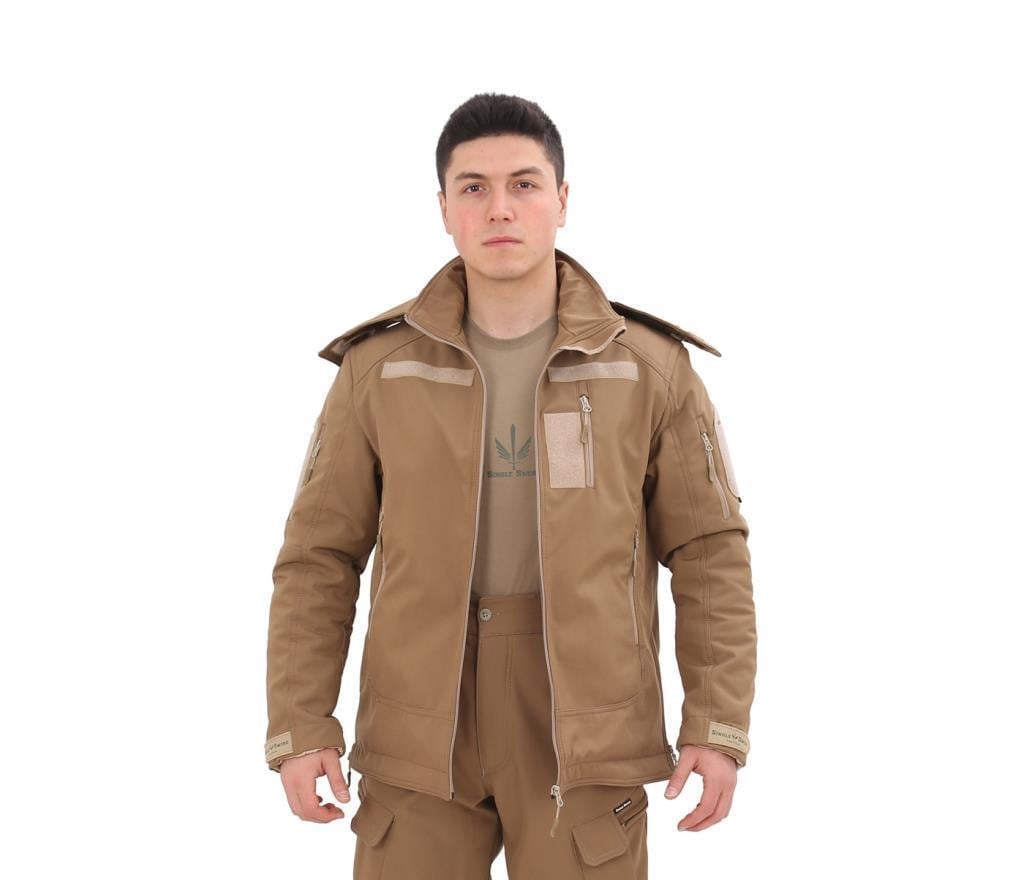 Single Sword Su&Rüzgâr Geçirmez Kapüşonlu Softshell Kışlık Erkek Mont