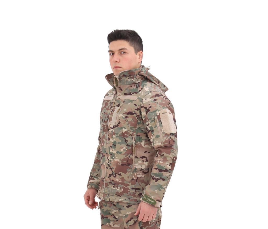 Single Sword Su&Rüzgâr Geçirmez Kapüşonlu Softshell Kışlık Erkek Mont