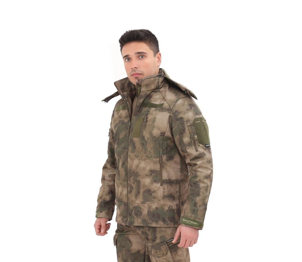 Single Sword Su&Rüzgâr Geçirmez Kapüşonlu Softshell Kışlık Erkek Mont