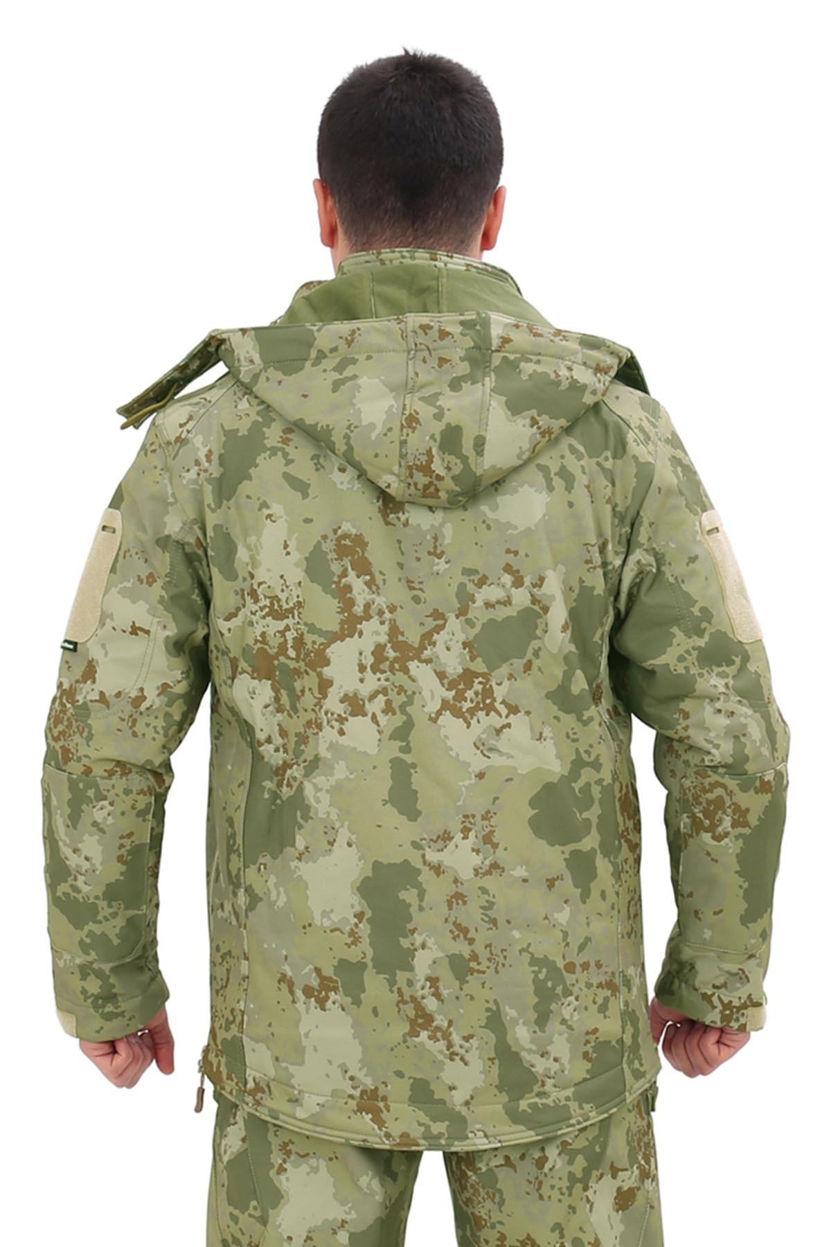 Single Sword Su&Rüzgâr Geçirmez Kapüşonlu Softshell Kışlık Erkek Mont