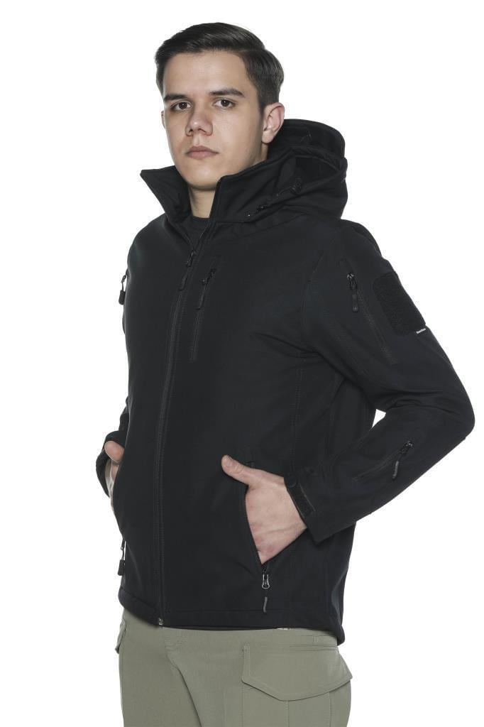 Single Sword Su&Rüzgâr Geçirmez Kapüşonlu Softshell Kışlık Erkek Mont