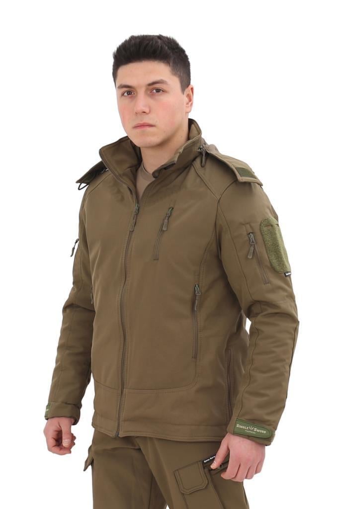 Single Sword Su&Rüzgar Geçirmez Outdoor Softshell Kışlık Erkek Mont (Kapüşonlu)